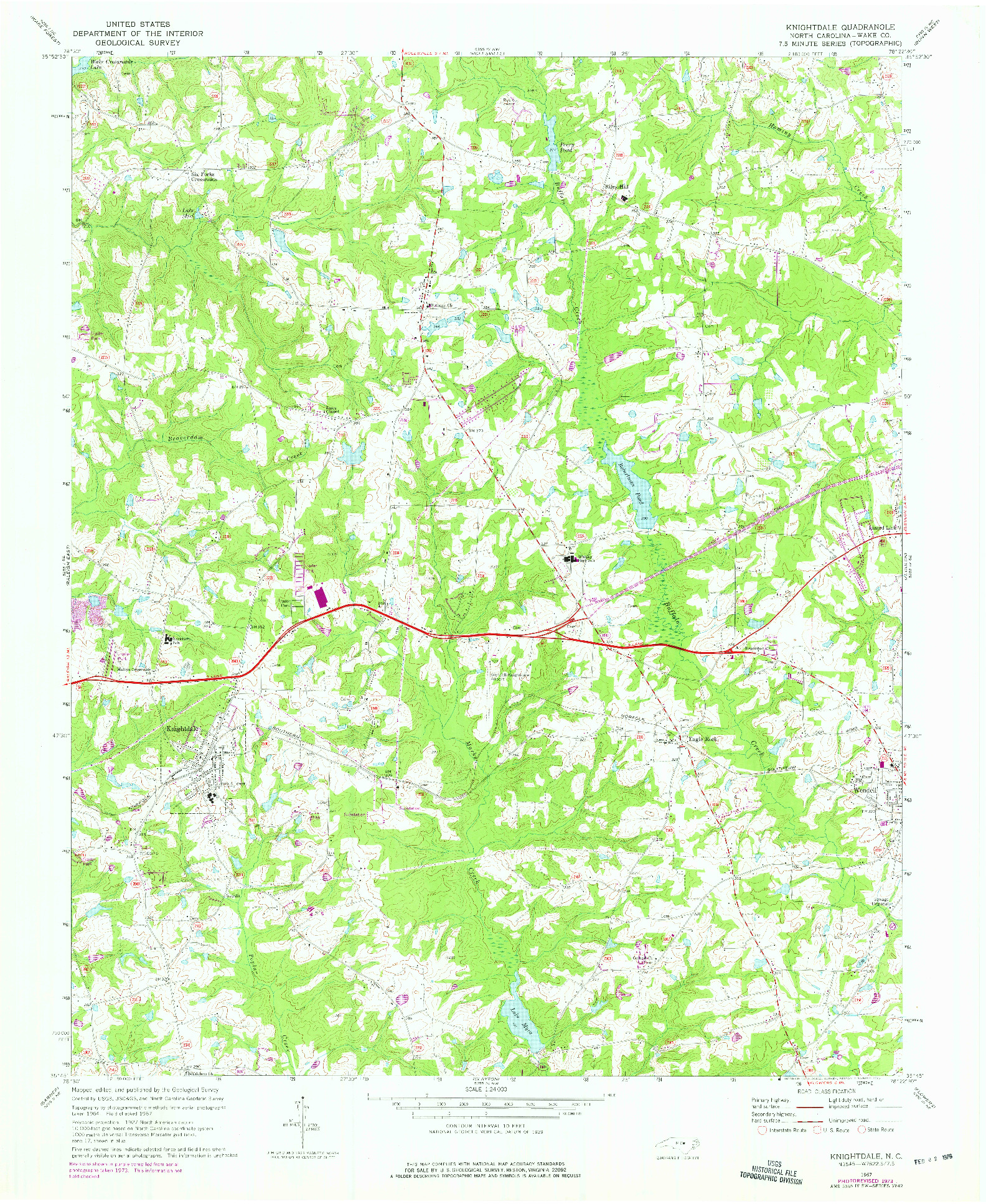 USGS 1:24000-SCALE QUADRANGLE FOR KNIGHTDALE, NC 1967