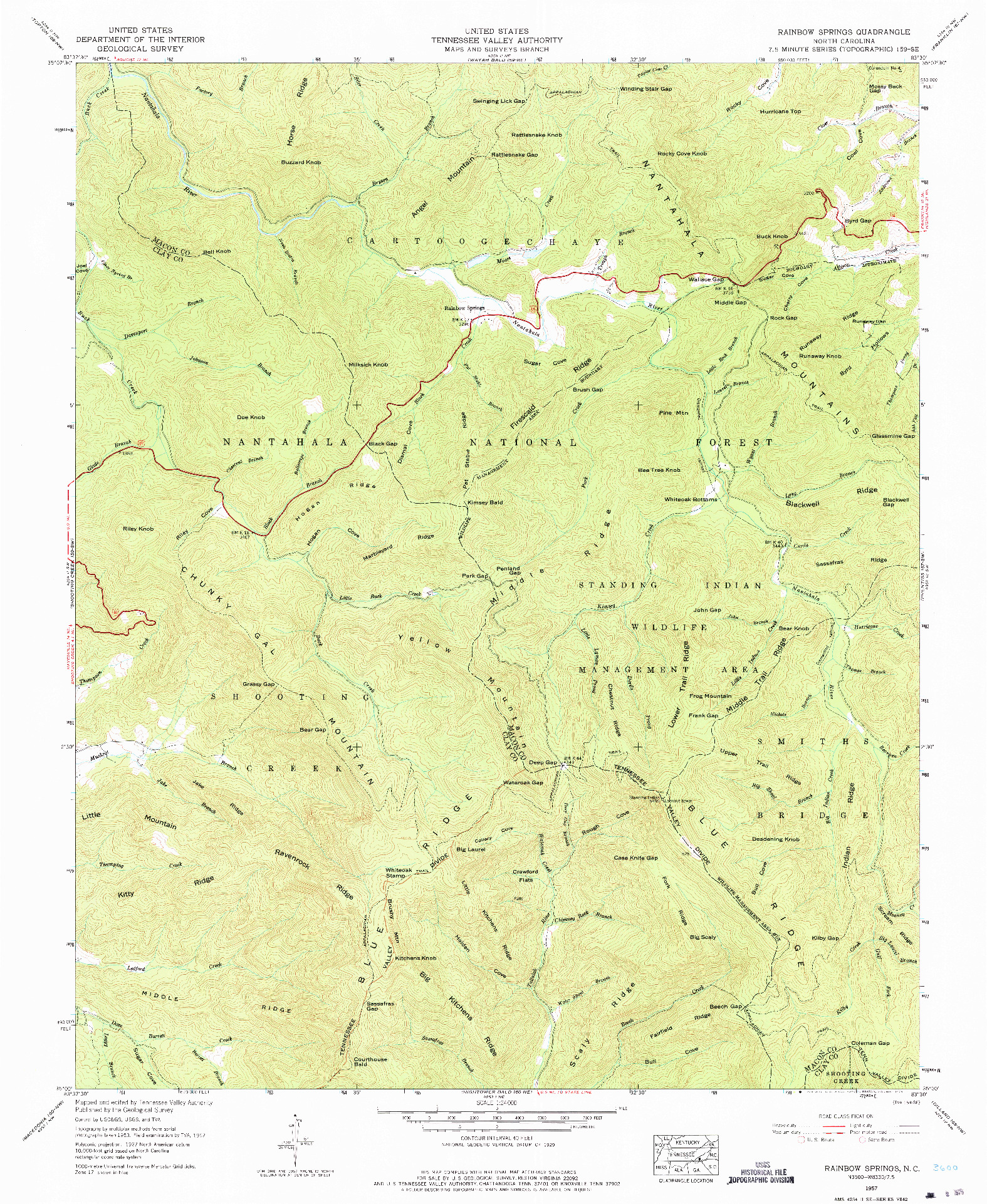 USGS 1:24000-SCALE QUADRANGLE FOR RAINBOW SPRINGS, NC 1957