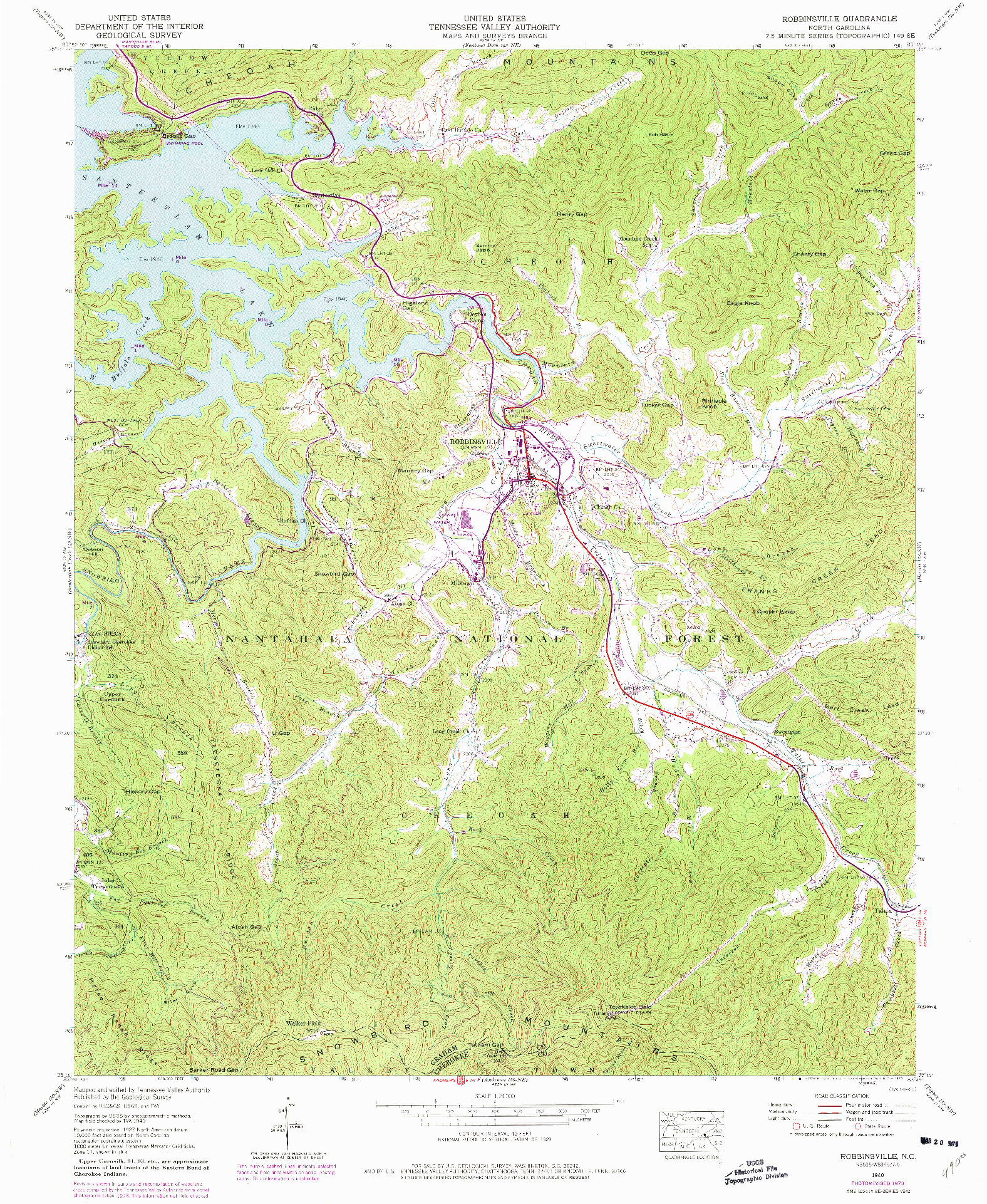 USGS 1:24000-SCALE QUADRANGLE FOR ROBBINSVILLE, NC 1940