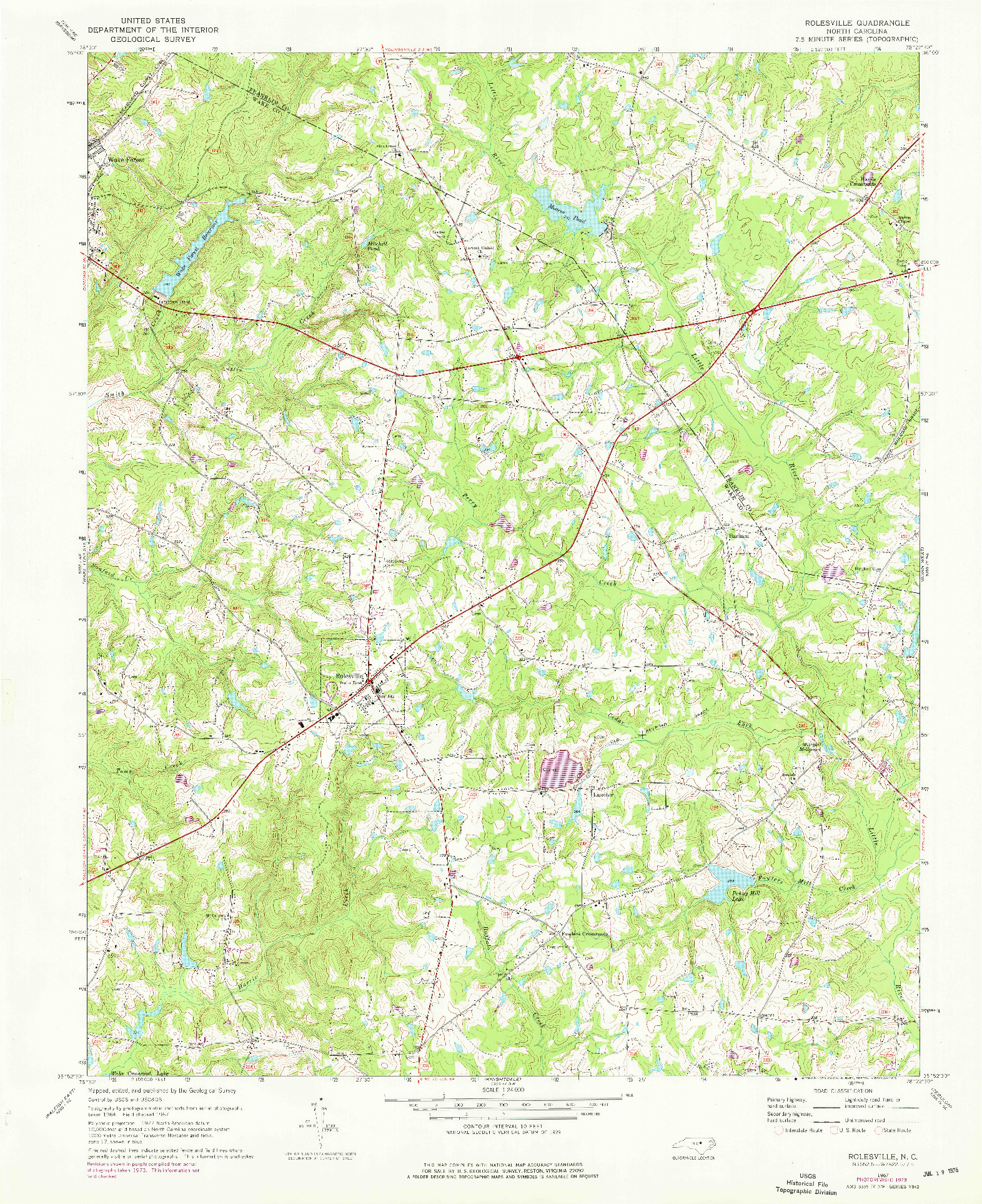 USGS 1:24000-SCALE QUADRANGLE FOR ROLESVILLE, NC 1967