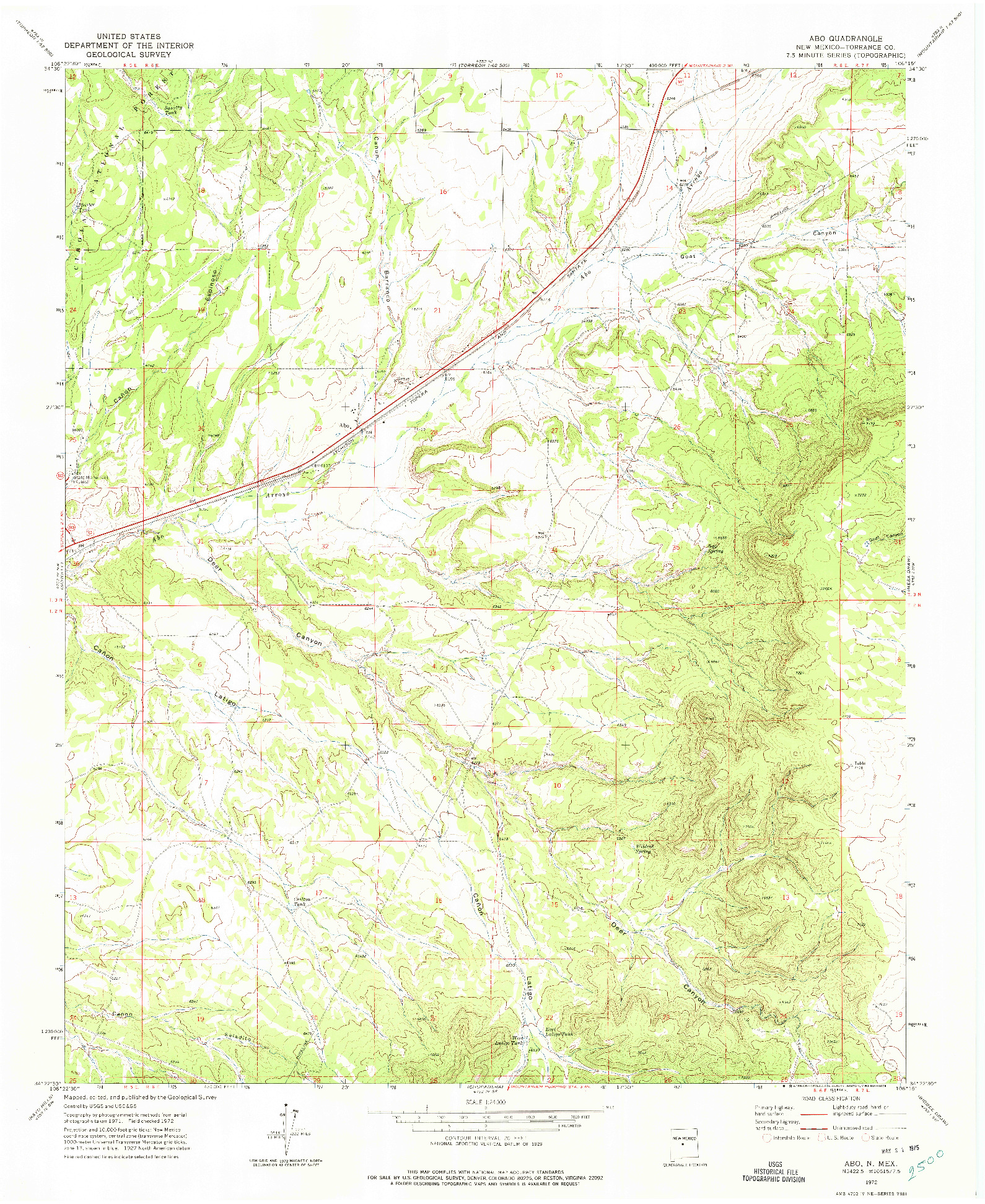USGS 1:24000-SCALE QUADRANGLE FOR ABO, NM 1972