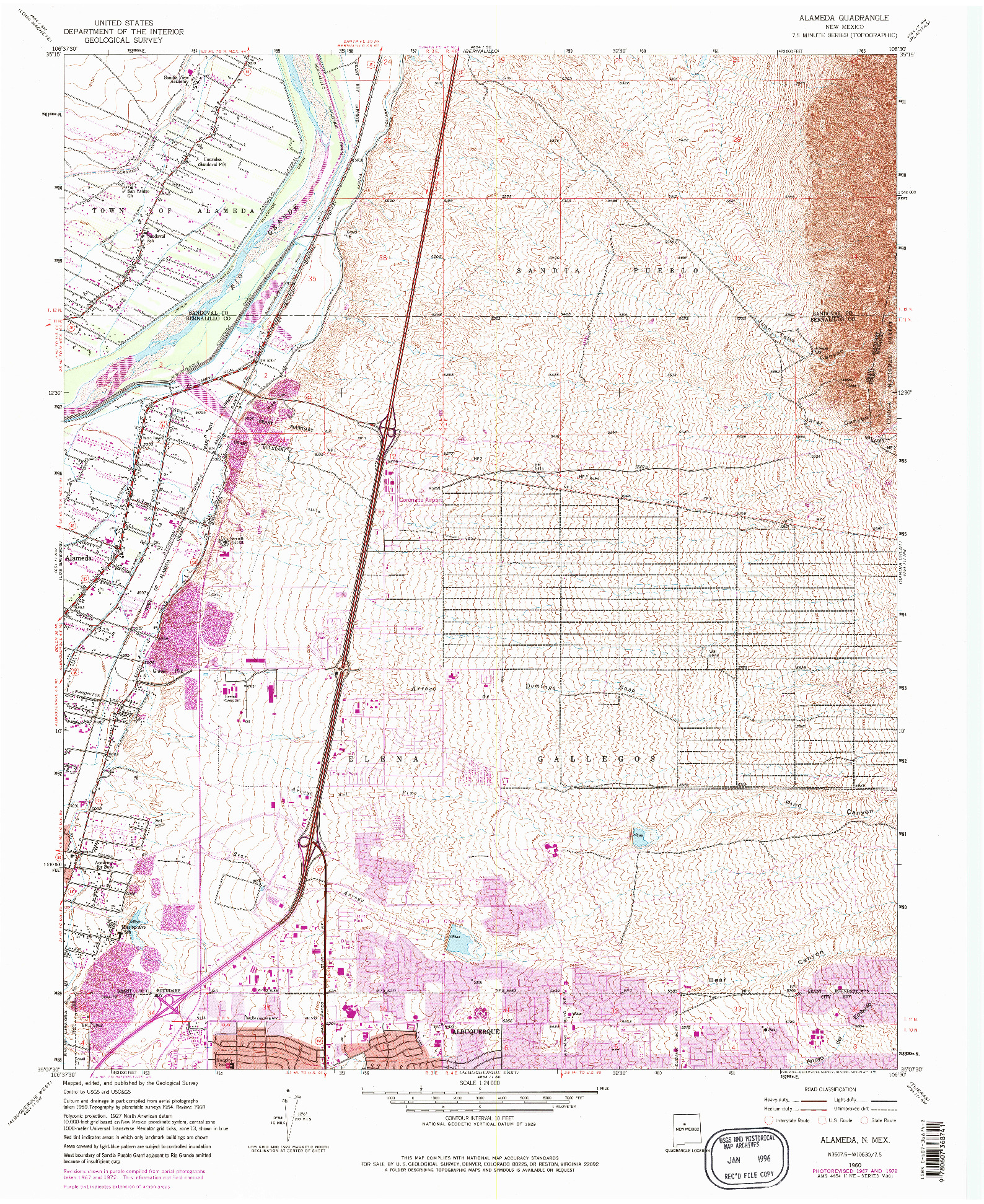 USGS 1:24000-SCALE QUADRANGLE FOR ALAMEDA, NM 1960