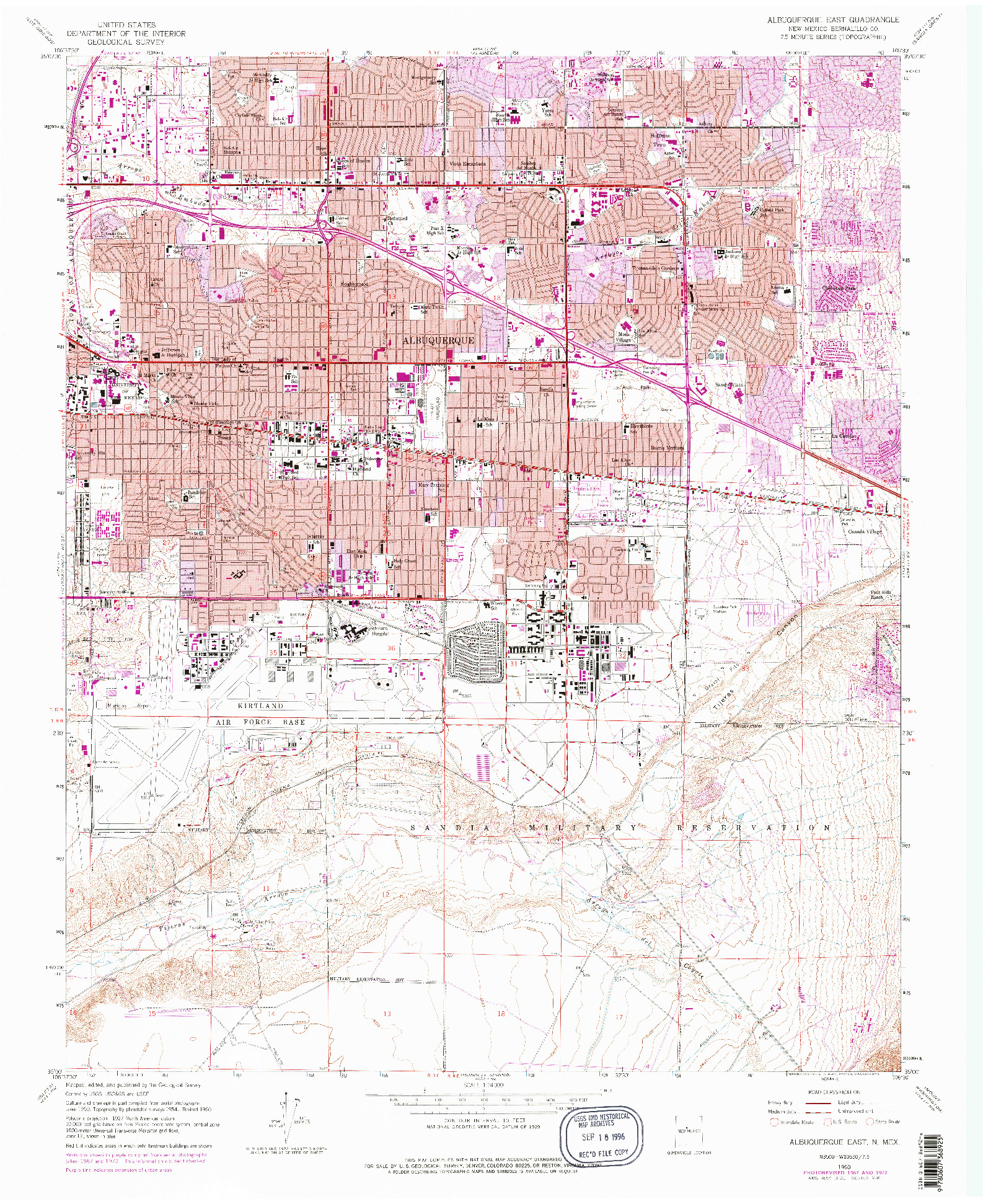 USGS 1:24000-SCALE QUADRANGLE FOR ALBUQUERQUE EAST, NM 1960