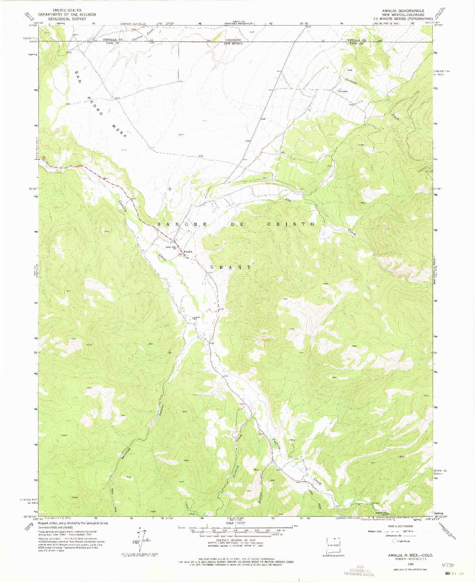 USGS 1:24000-SCALE QUADRANGLE FOR AMALIA, NM 1963