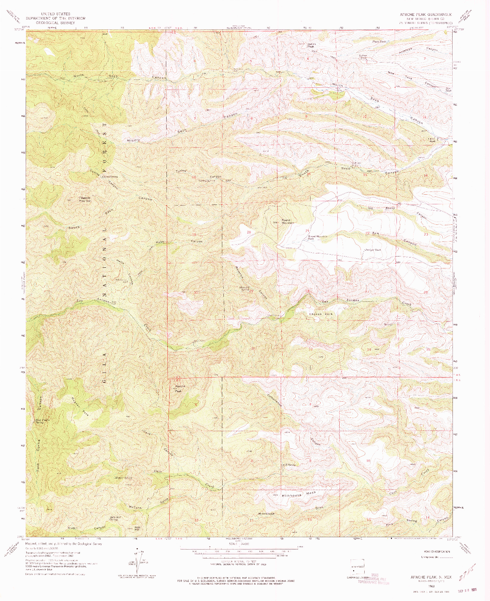 USGS 1:24000-SCALE QUADRANGLE FOR APACHE PEAK, NM 1963