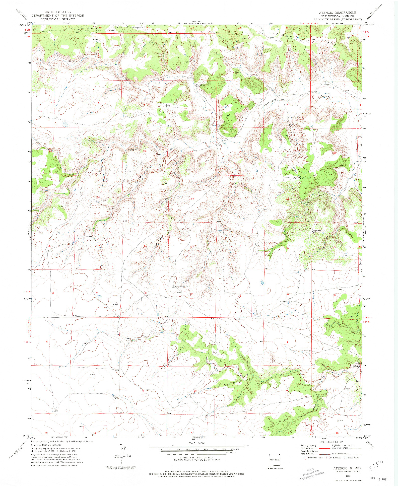 USGS 1:24000-SCALE QUADRANGLE FOR ATENCIO, NM 1972