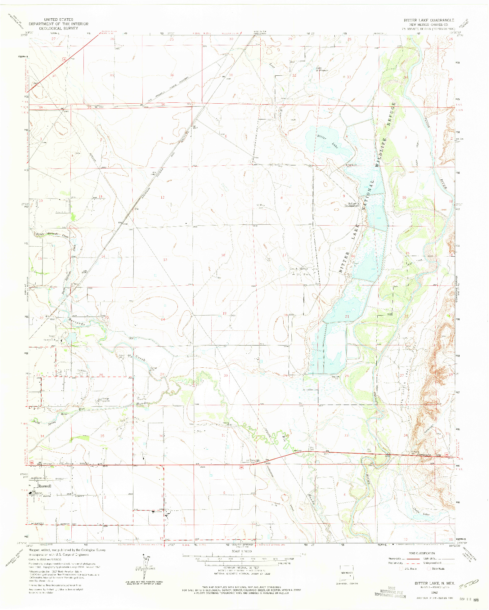 USGS 1:24000-SCALE QUADRANGLE FOR BITTER LAKE, NM 1962