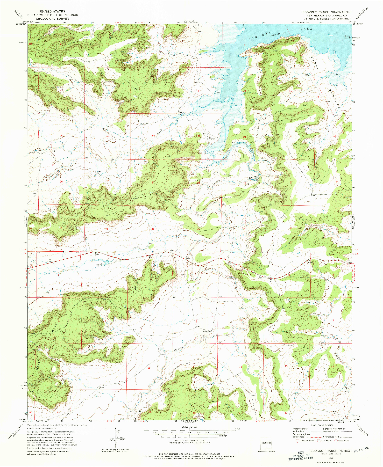 USGS 1:24000-SCALE QUADRANGLE FOR BOOKOUT RANCH, NM 1972