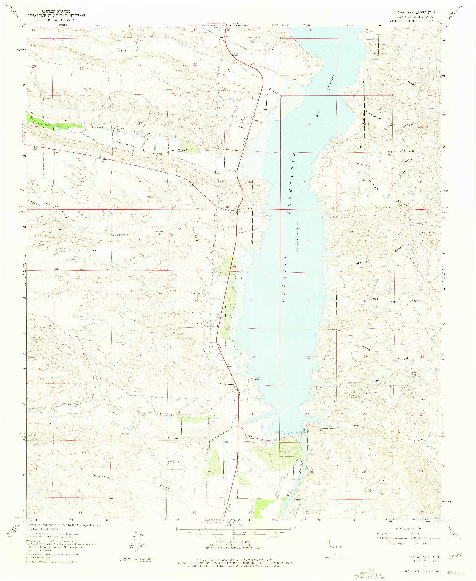 USGS 1:24000-SCALE QUADRANGLE FOR CABALLO, NM 1961