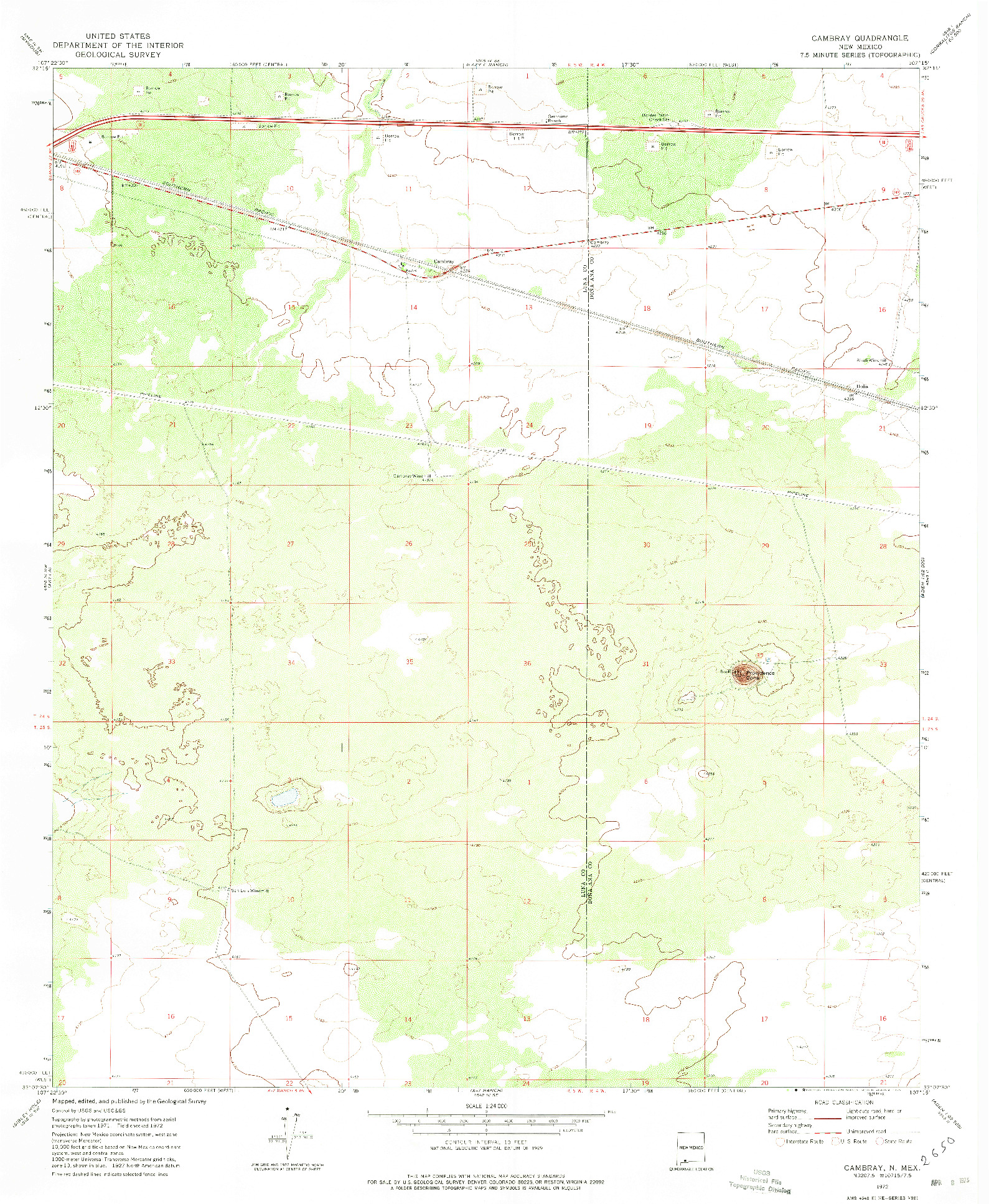 USGS 1:24000-SCALE QUADRANGLE FOR CAMBRAY, NM 1972