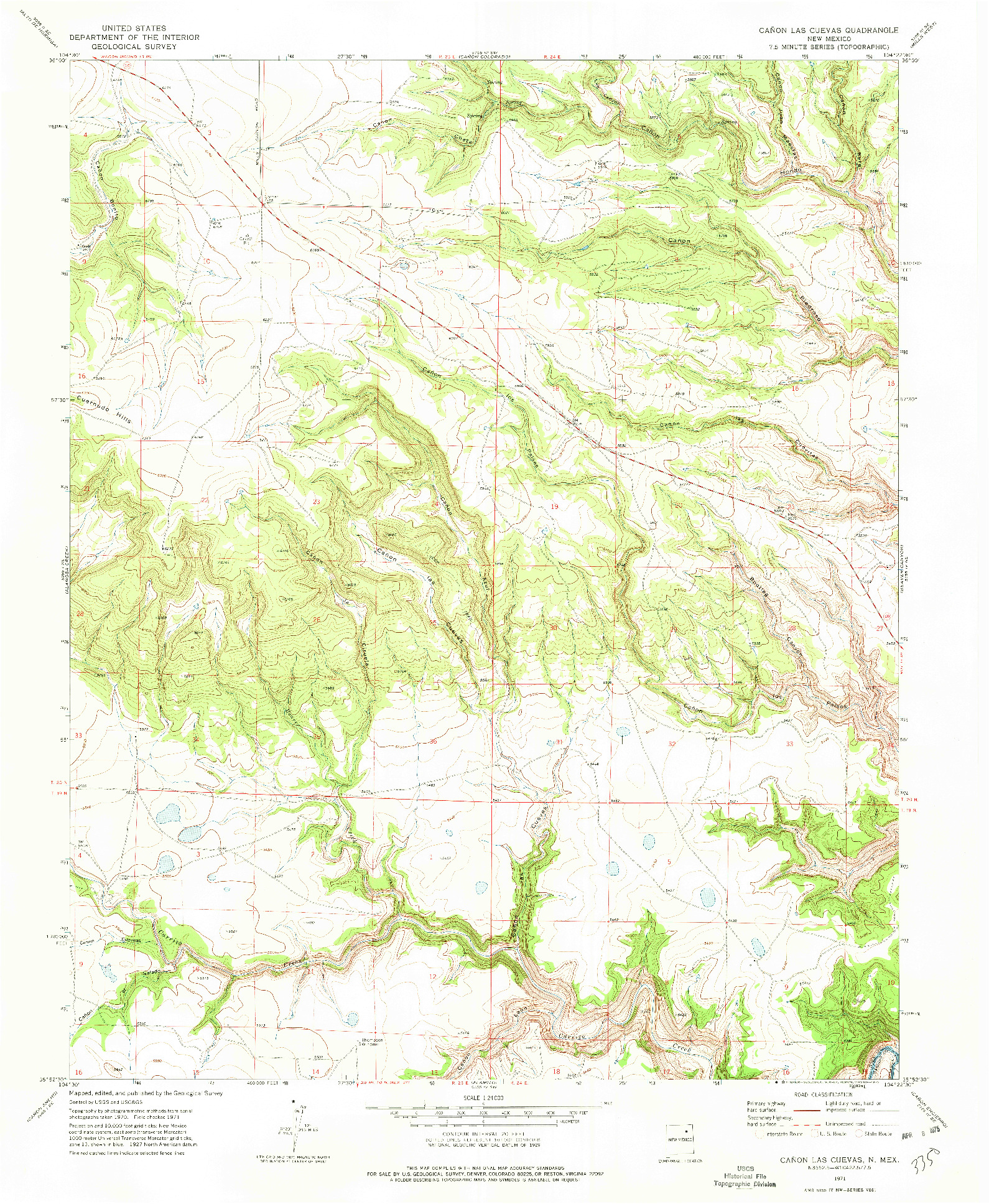 USGS 1:24000-SCALE QUADRANGLE FOR CANON LAS CUEVAS, NM 1971