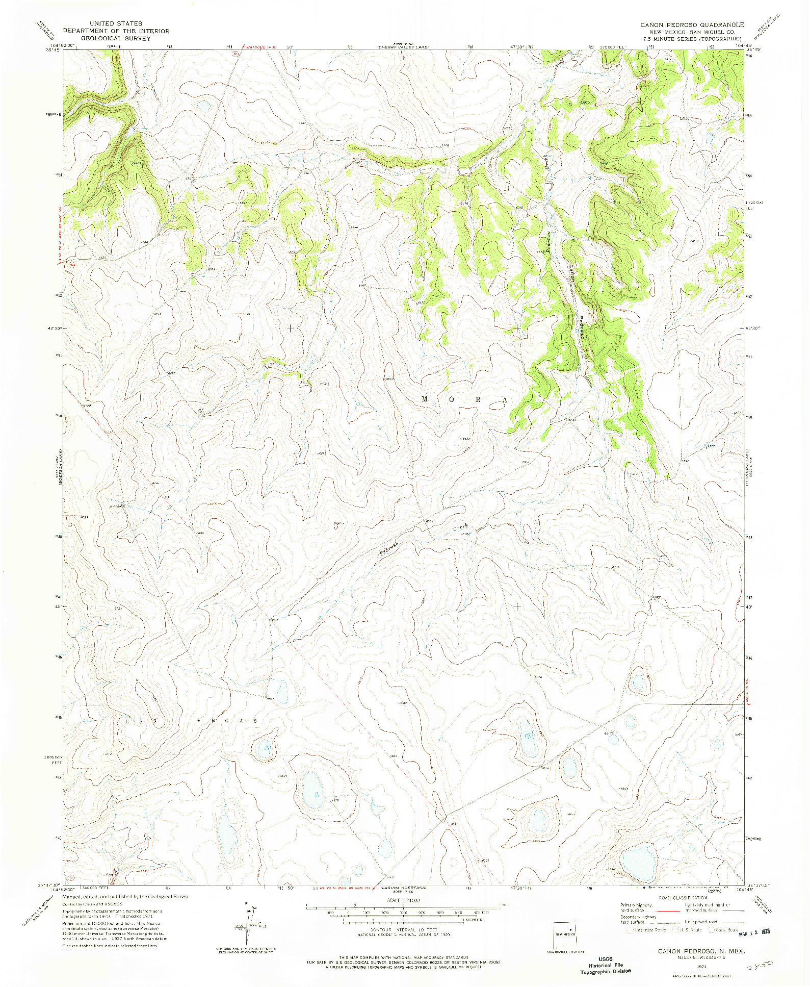 USGS 1:24000-SCALE QUADRANGLE FOR CANON PEDROSO, NM 1971