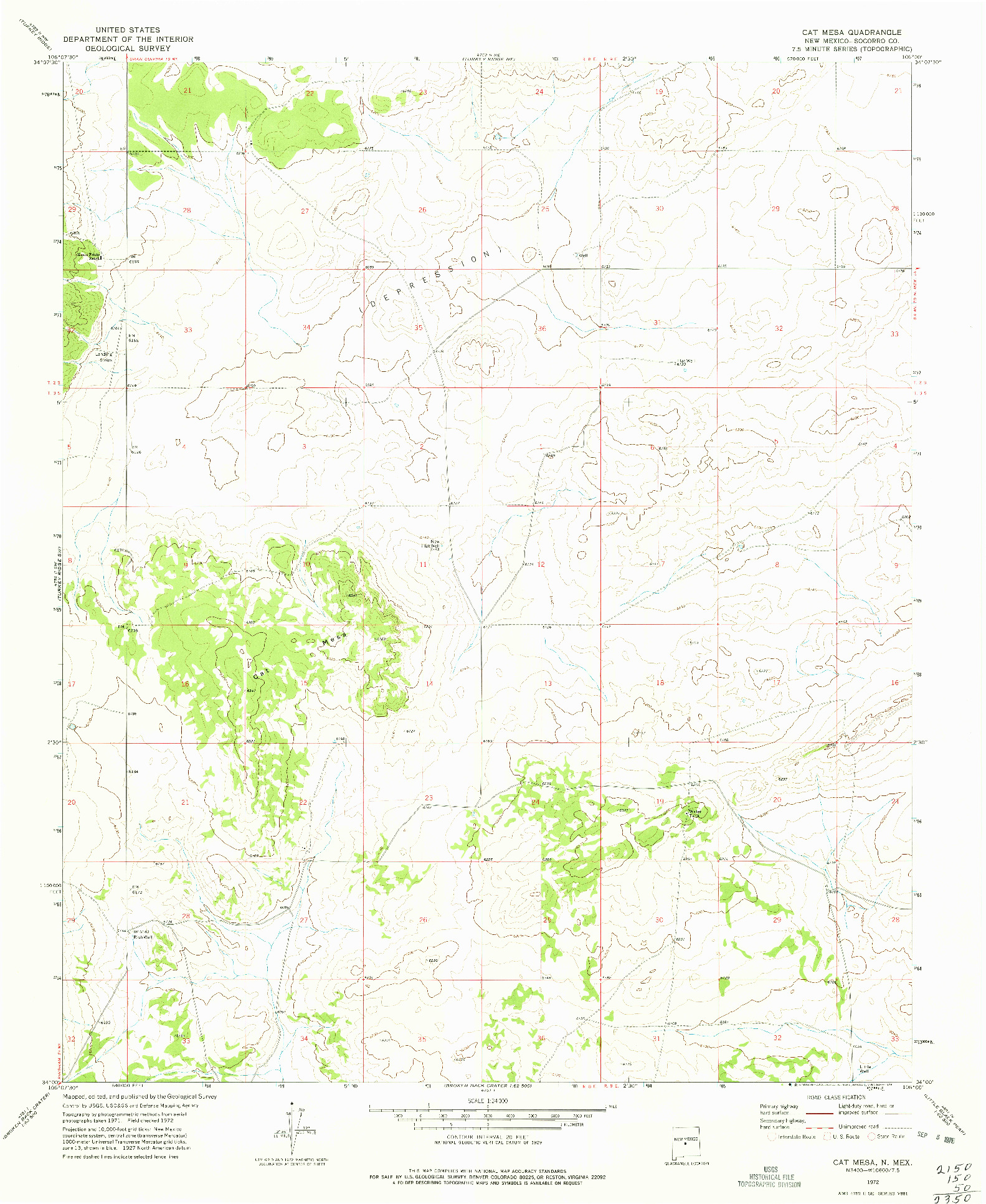 USGS 1:24000-SCALE QUADRANGLE FOR CAT MESA, NM 1972