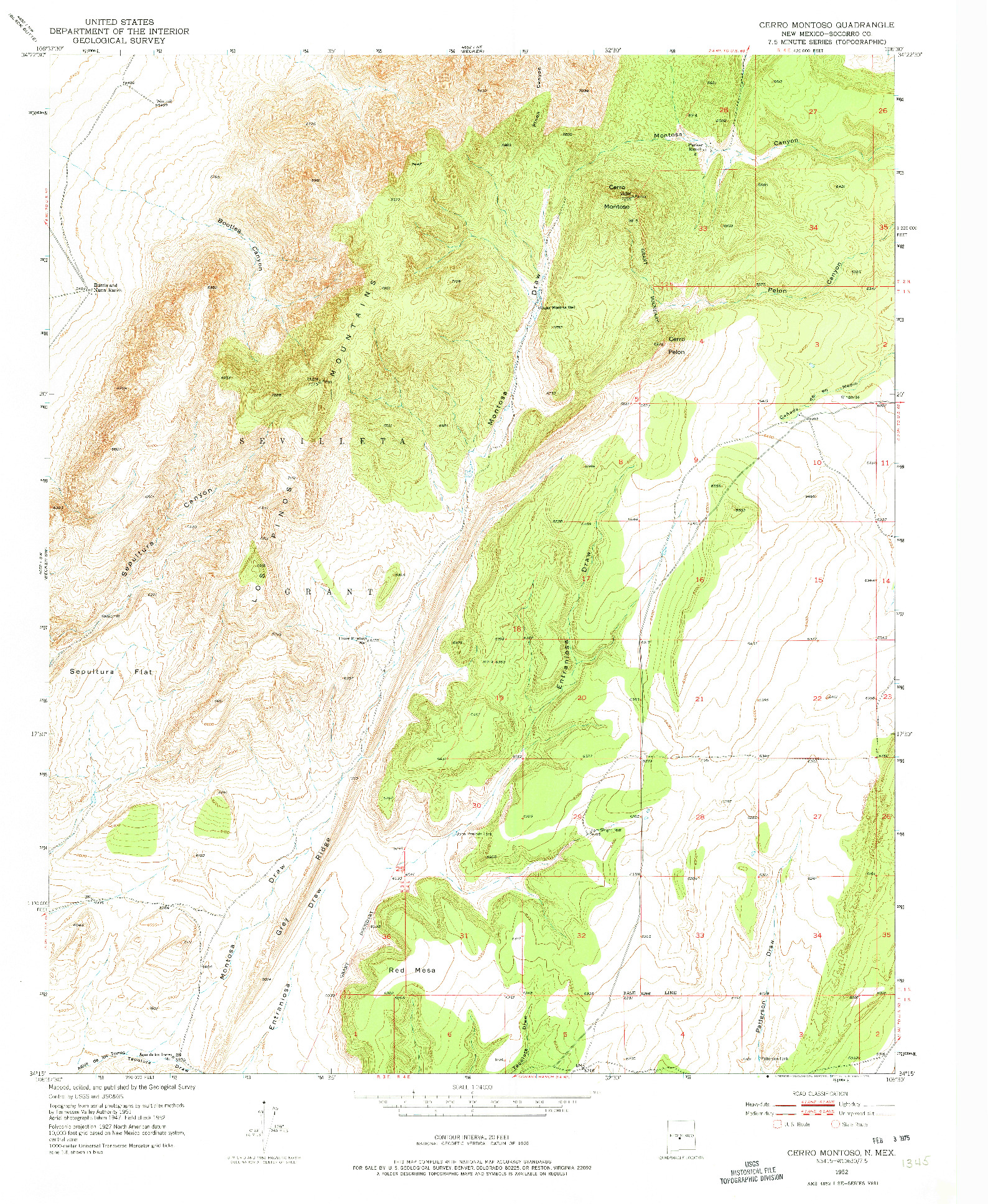 USGS 1:24000-SCALE QUADRANGLE FOR CERRO MONTOSO, NM 1952