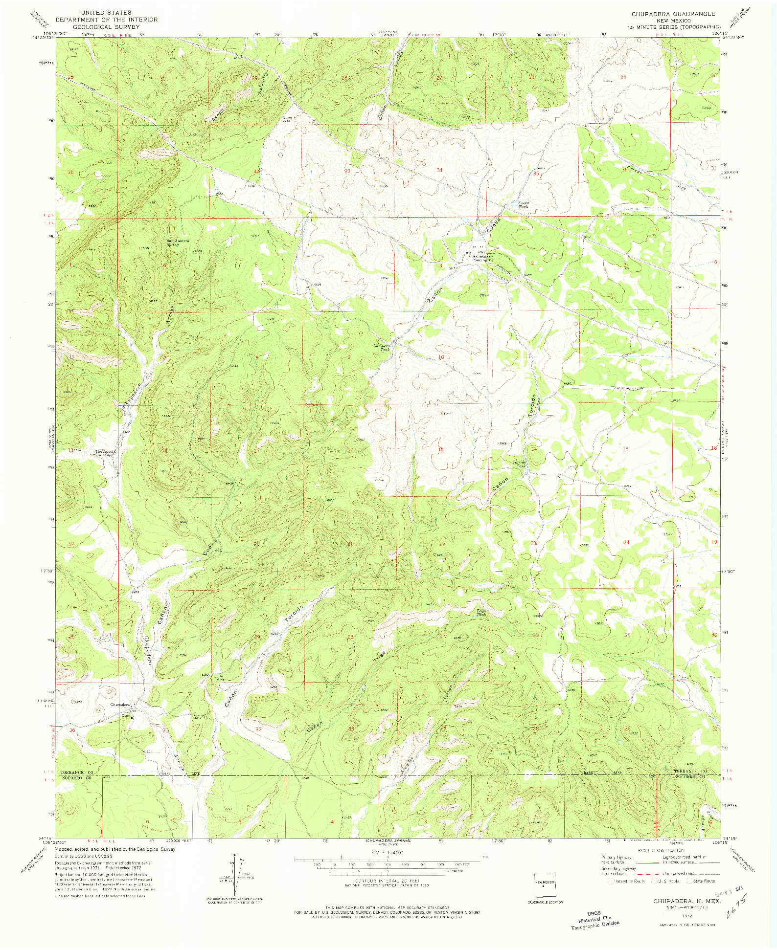 USGS 1:24000-SCALE QUADRANGLE FOR CHUPADERA, NM 1972