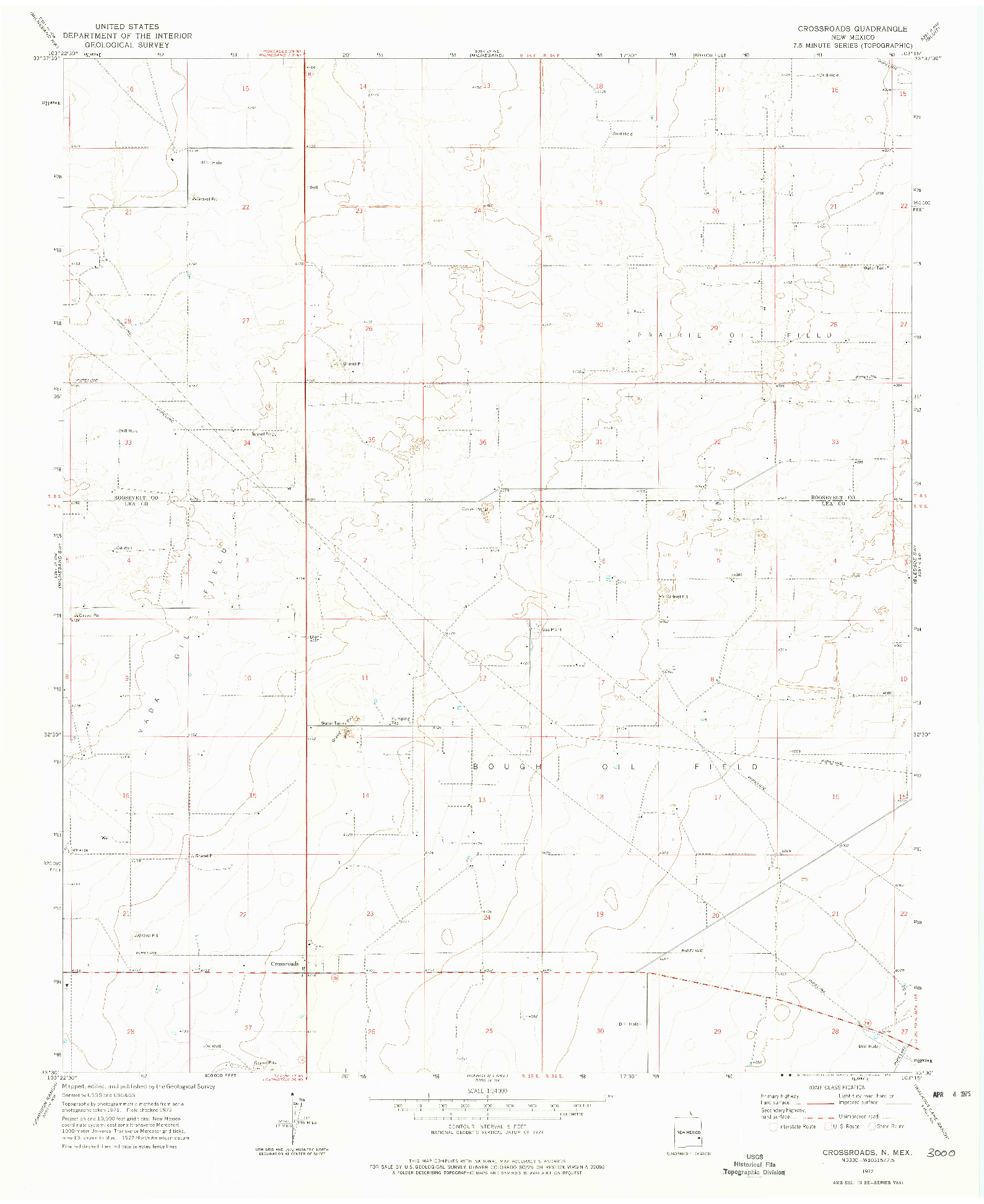 USGS 1:24000-SCALE QUADRANGLE FOR CROSSROADS, NM 1972