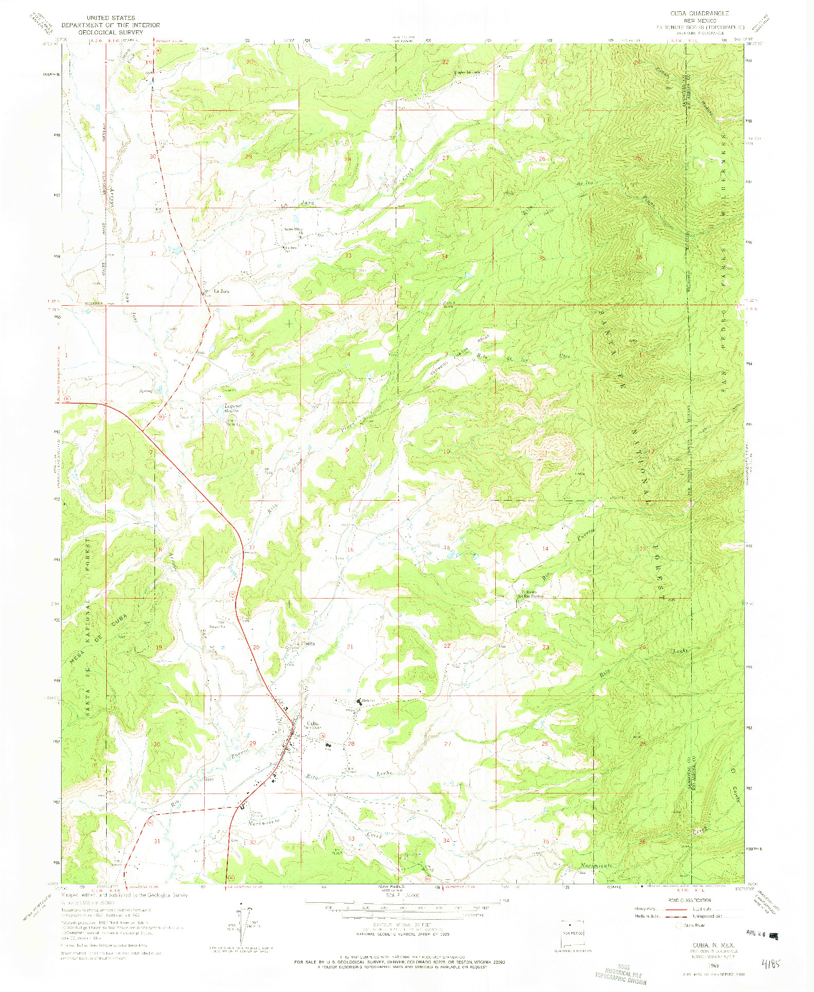 USGS 1:24000-SCALE QUADRANGLE FOR CUBA, NM 1963