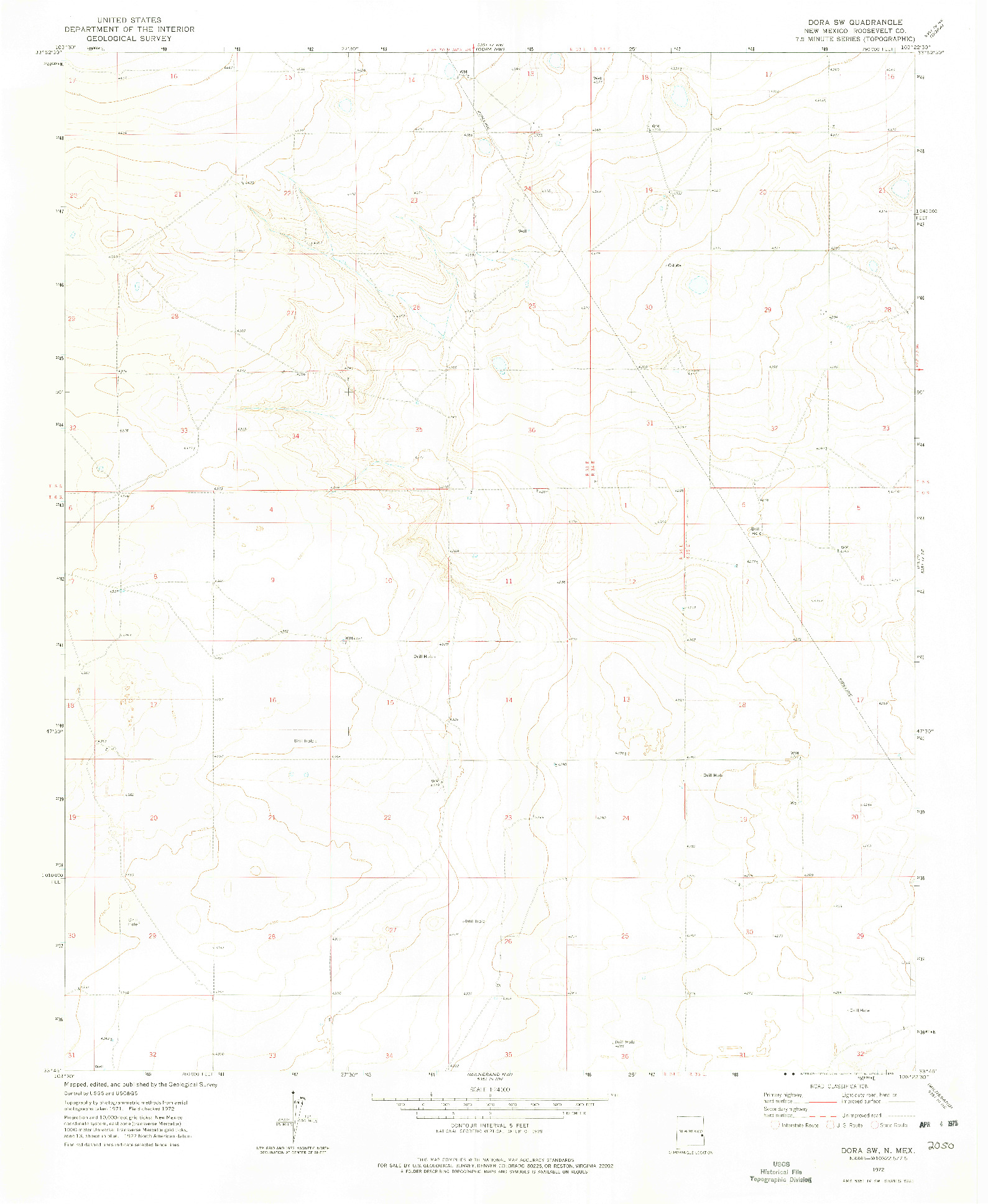 USGS 1:24000-SCALE QUADRANGLE FOR DORA SW, NM 1972