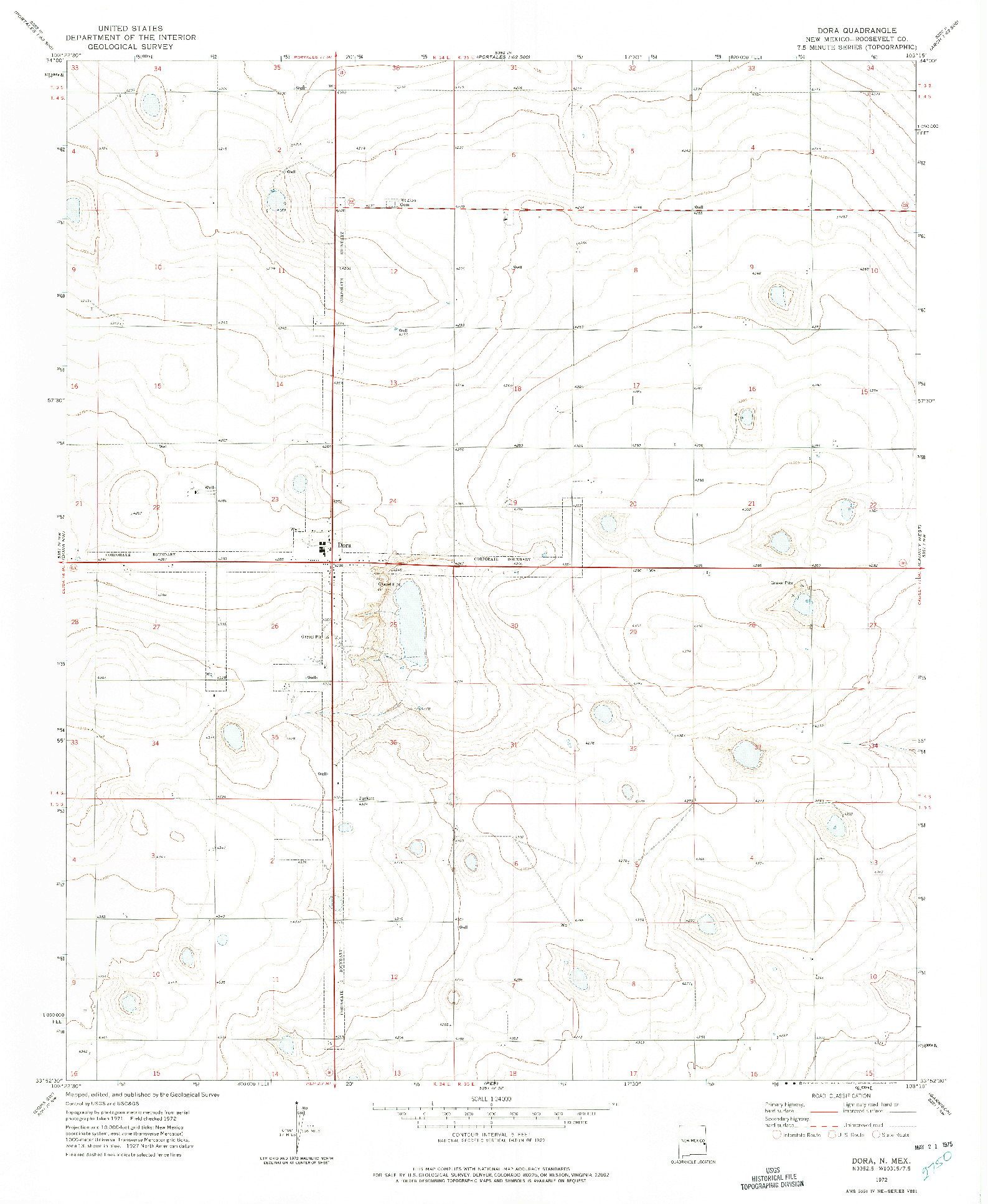 USGS 1:24000-SCALE QUADRANGLE FOR DORA, NM 1972