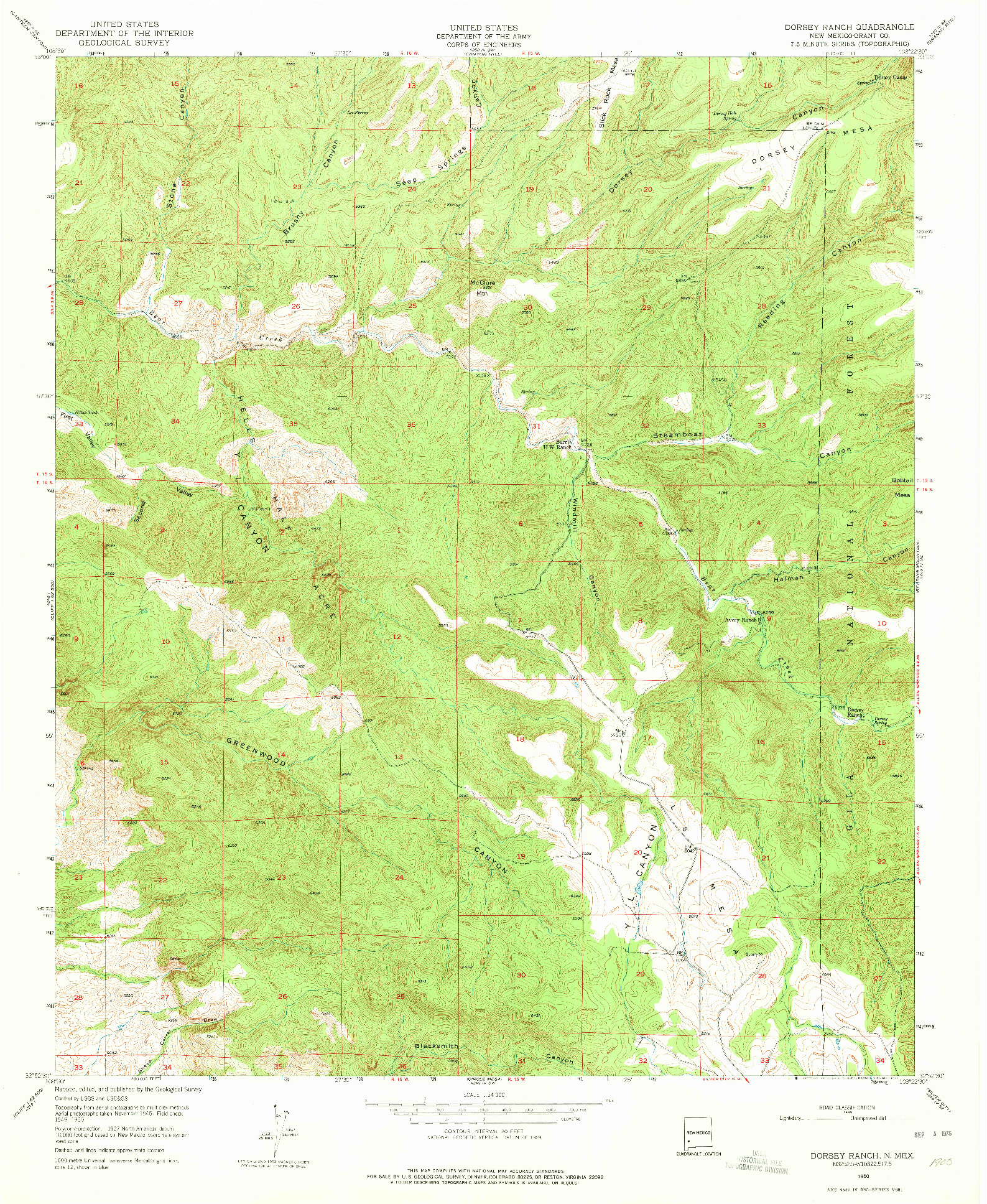 USGS 1:24000-SCALE QUADRANGLE FOR DORSEY RANCH, NM 1950