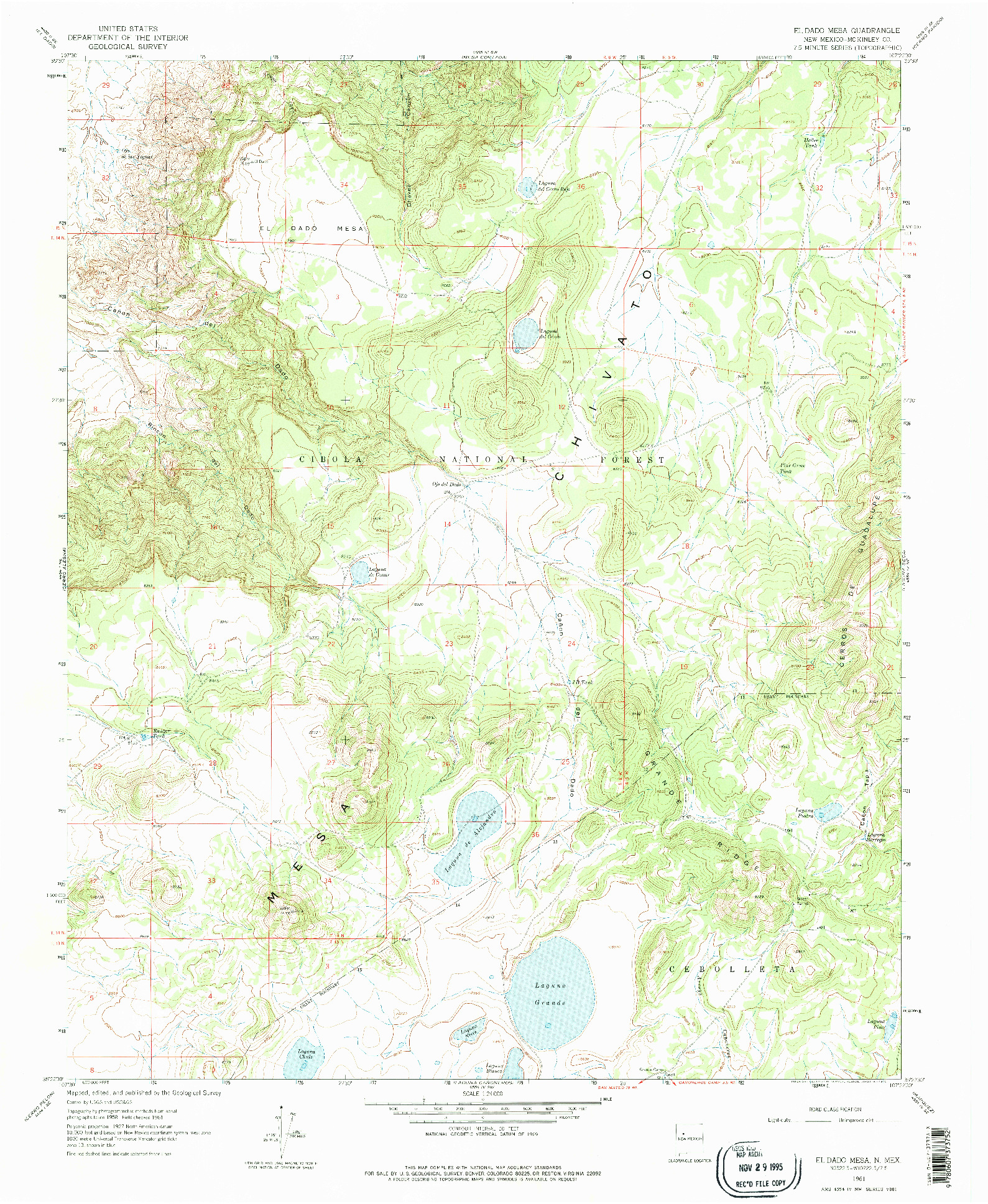 USGS 1:24000-SCALE QUADRANGLE FOR EL DADO MESA, NM 1961