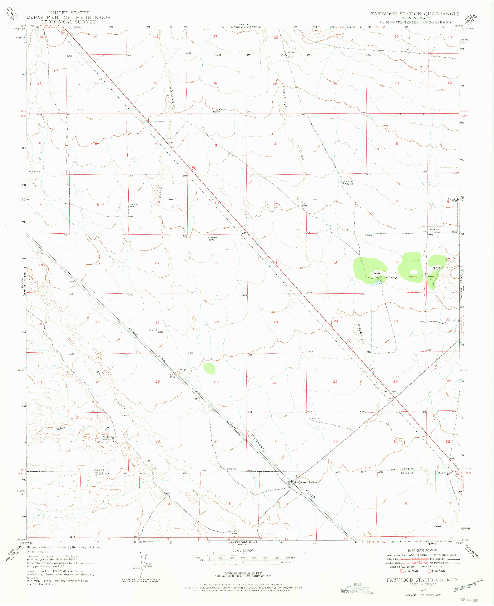 USGS 1:24000-SCALE QUADRANGLE FOR FAYWOOD STATION, NM 1947