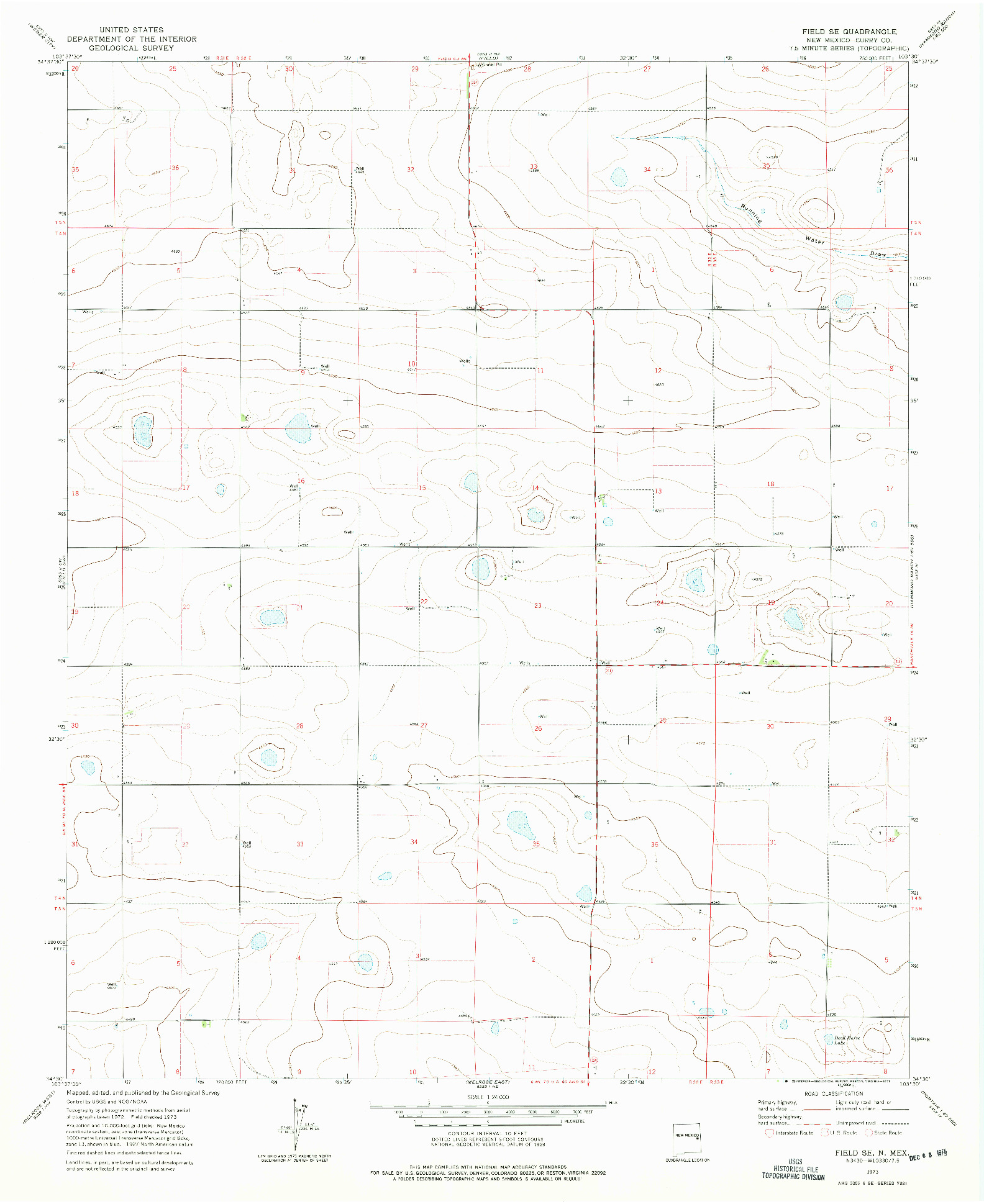 USGS 1:24000-SCALE QUADRANGLE FOR FIELD SE, NM 1973