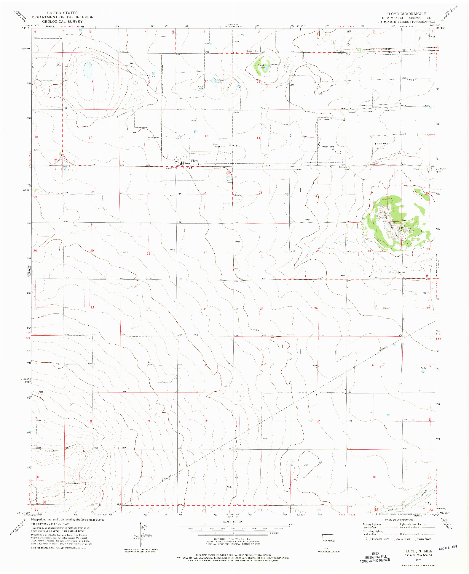 USGS 1:24000-SCALE QUADRANGLE FOR FLOYD, NM 1973