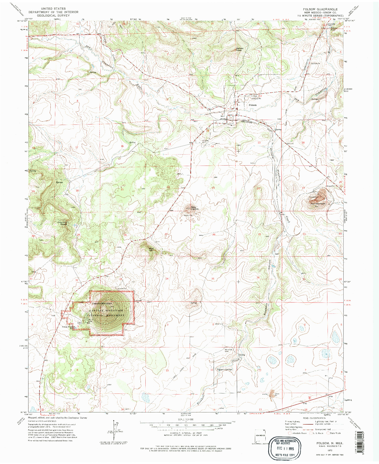 USGS 1:24000-SCALE QUADRANGLE FOR FOLSOM, NM 1972
