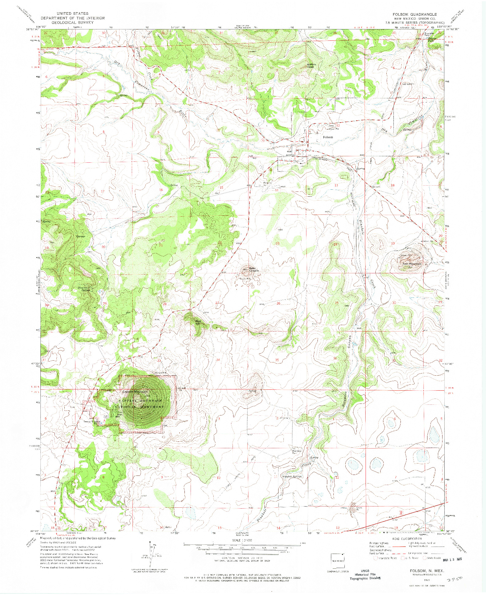 USGS 1:24000-SCALE QUADRANGLE FOR FOLSOM, NM 1972