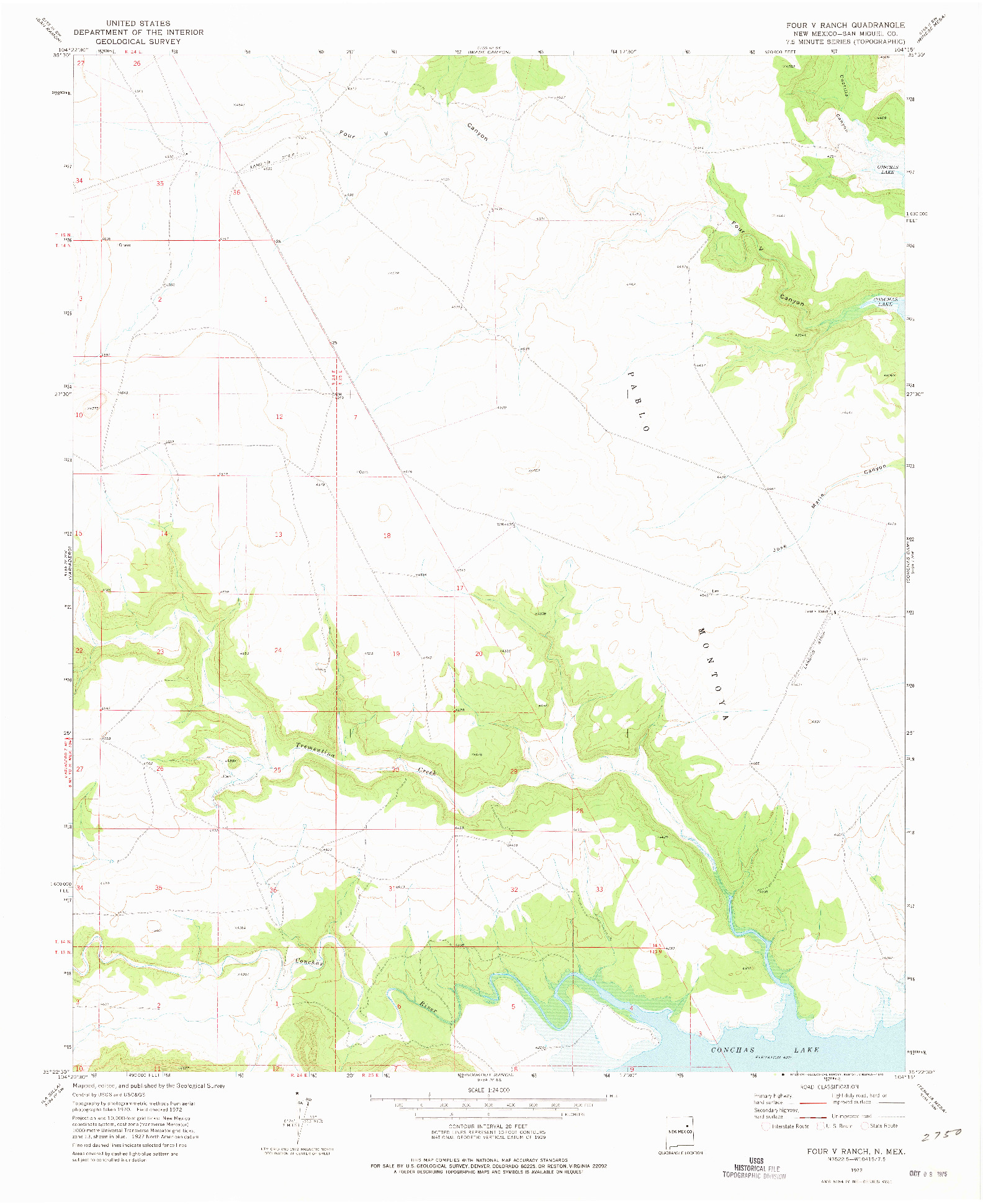 USGS 1:24000-SCALE QUADRANGLE FOR FOUR V RANCH, NM 1972