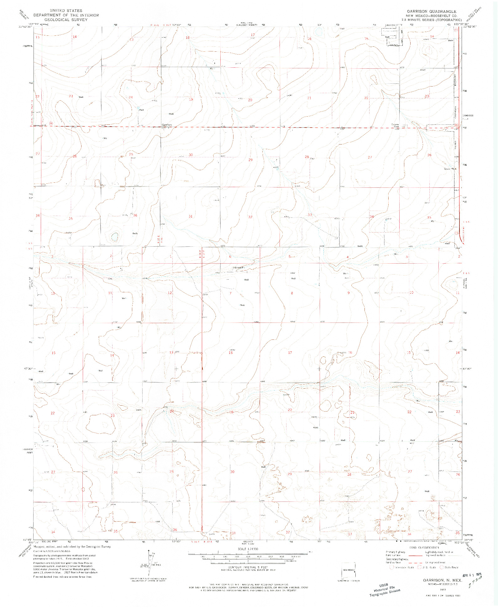 USGS 1:24000-SCALE QUADRANGLE FOR GARRISON, NM 1972