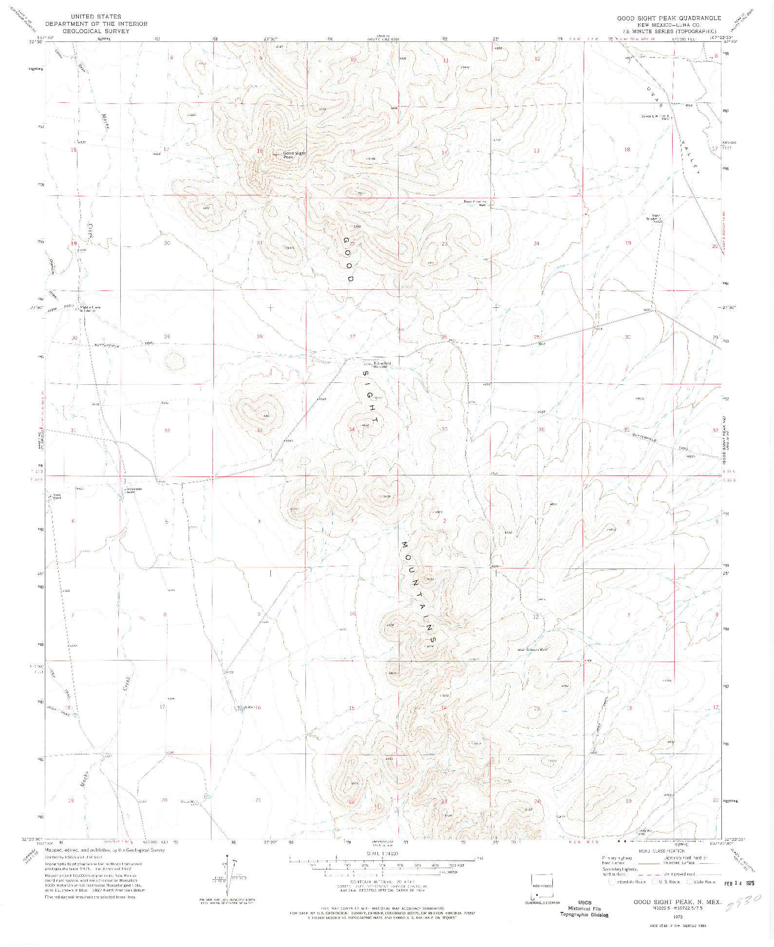 USGS 1:24000-SCALE QUADRANGLE FOR GOOD SIGHT PEAK, NM 1972