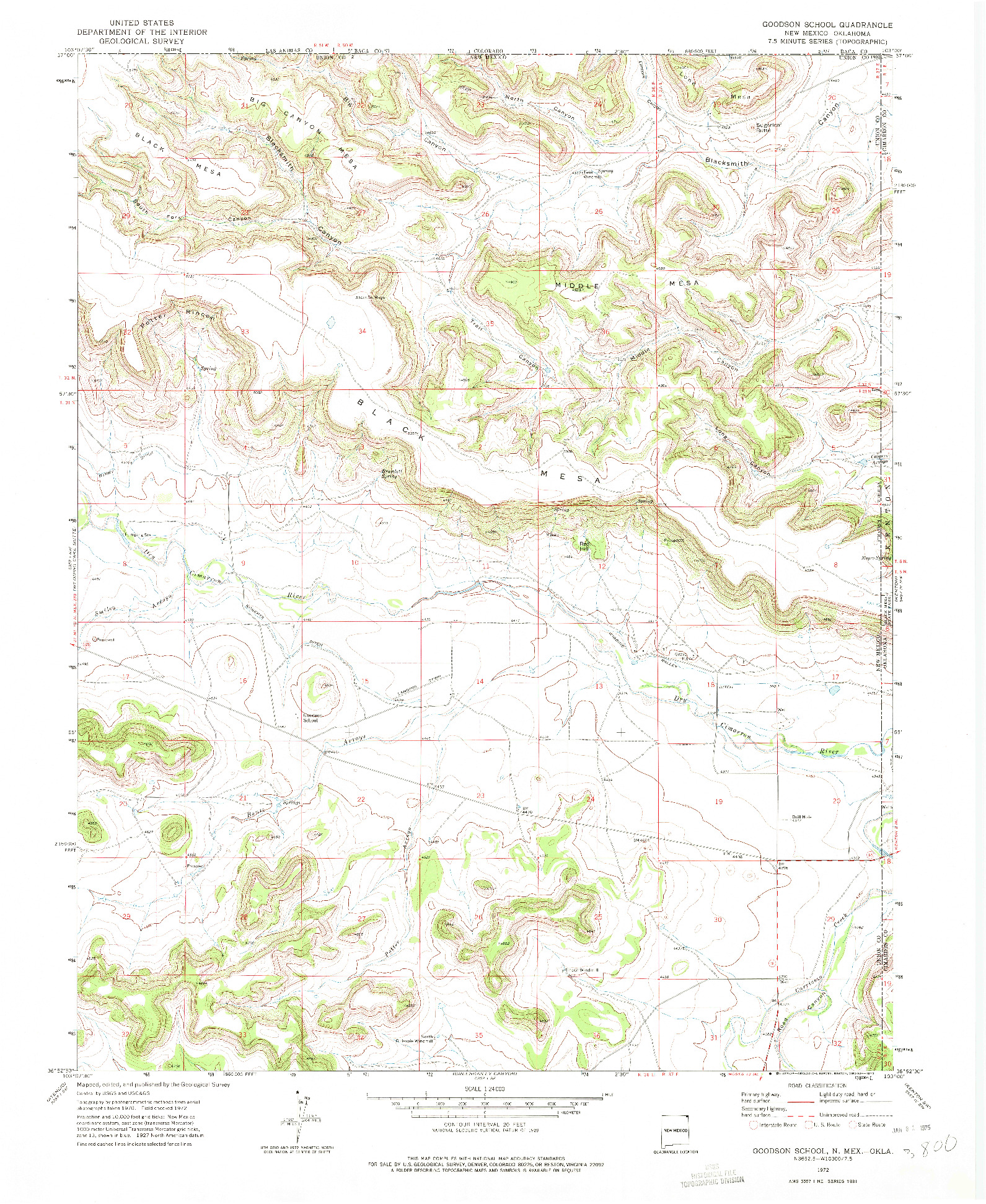 USGS 1:24000-SCALE QUADRANGLE FOR GOODSON SCHOOL, NM 1972