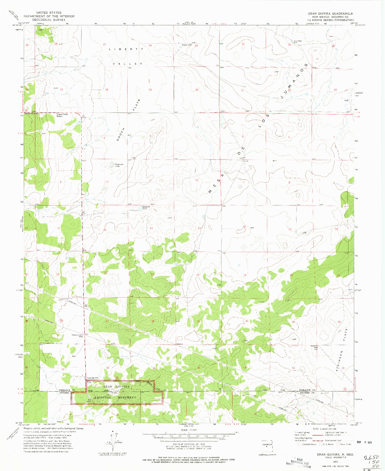 USGS 1:24000-SCALE QUADRANGLE FOR GRAN QUIVIRA, NM 1972