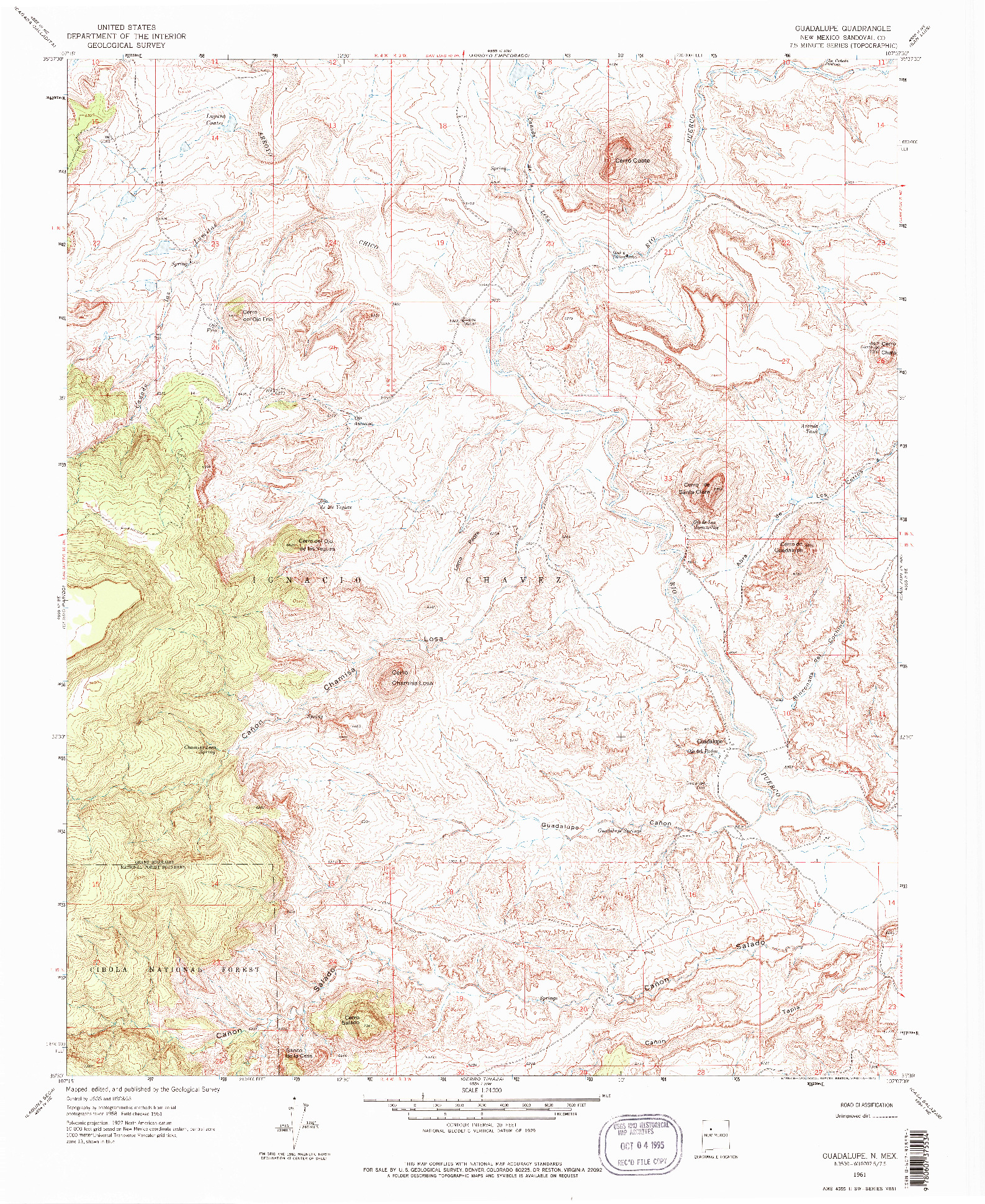 USGS 1:24000-SCALE QUADRANGLE FOR GUADALUPE, NM 1961