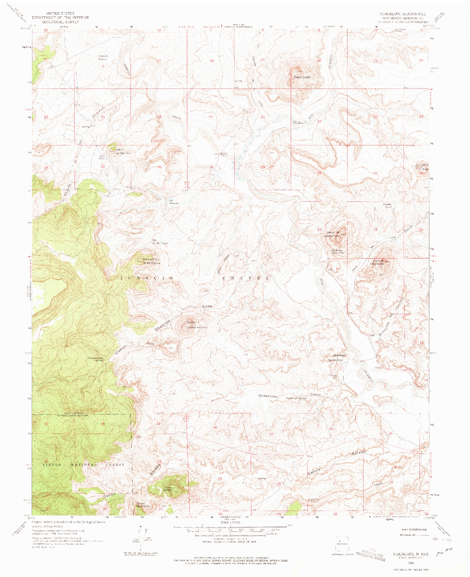 USGS 1:24000-SCALE QUADRANGLE FOR GUADALUPE, NM 1961