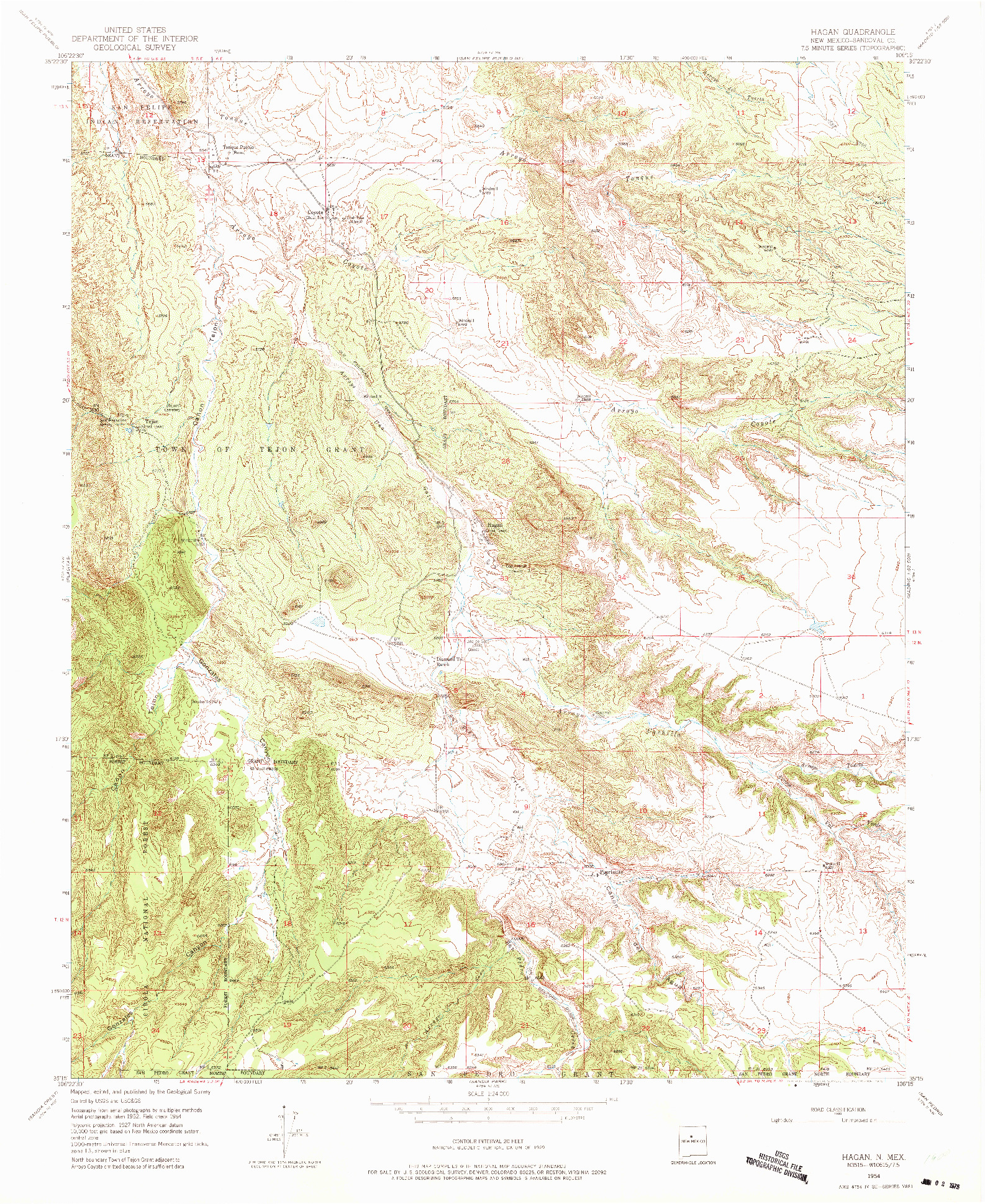 USGS 1:24000-SCALE QUADRANGLE FOR HAGAN, NM 1954
