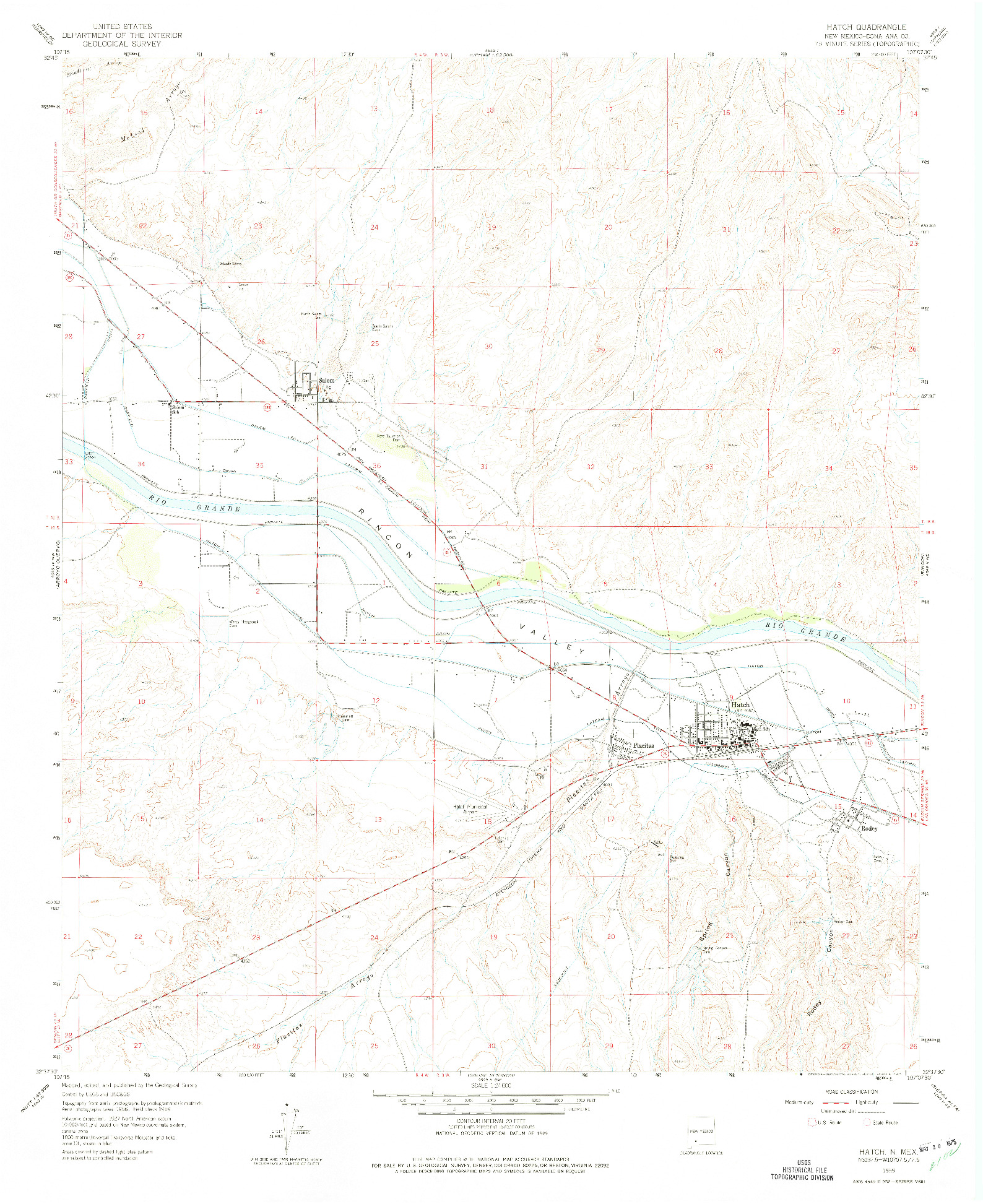 USGS 1:24000-SCALE QUADRANGLE FOR HATCH, NM 1959
