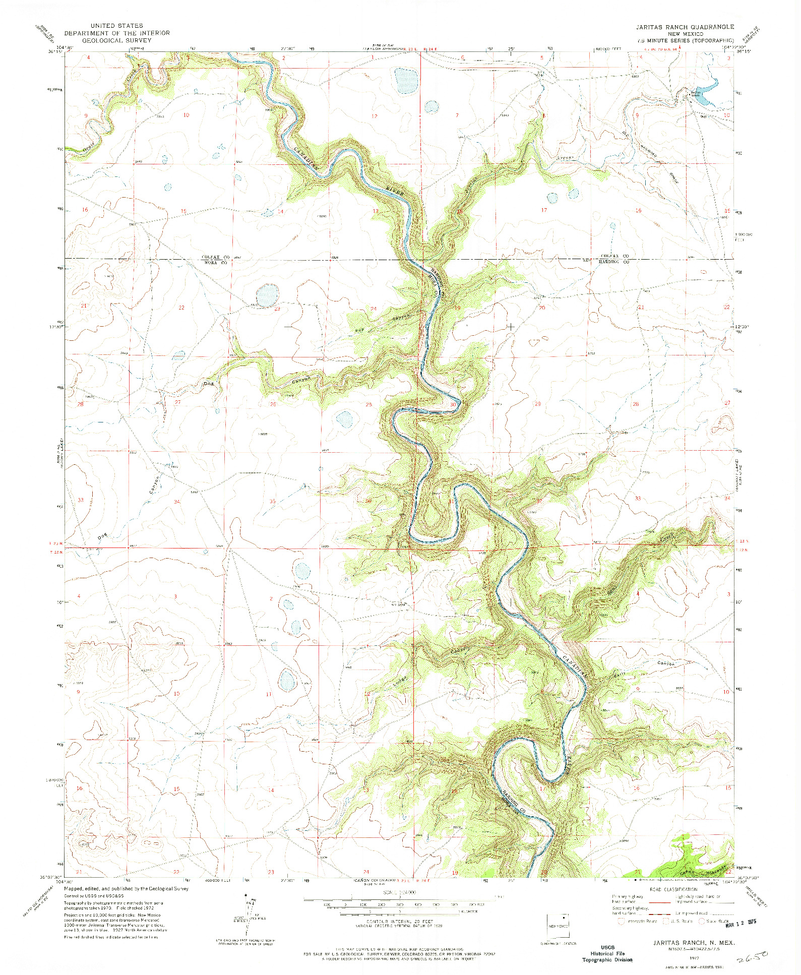 USGS 1:24000-SCALE QUADRANGLE FOR JARITAS RANCH, NM 1972
