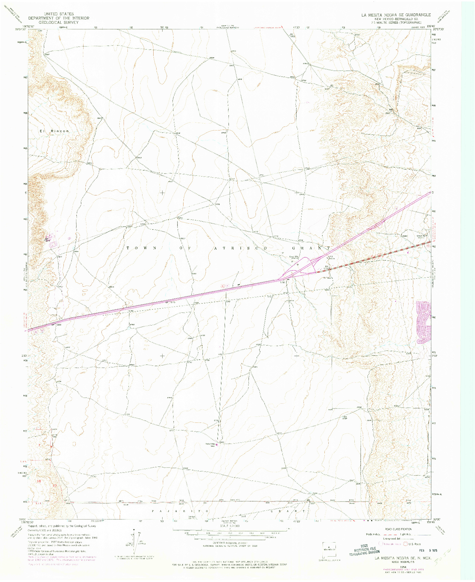 USGS 1:24000-SCALE QUADRANGLE FOR LA MESITA NEGRA SE, NM 1954