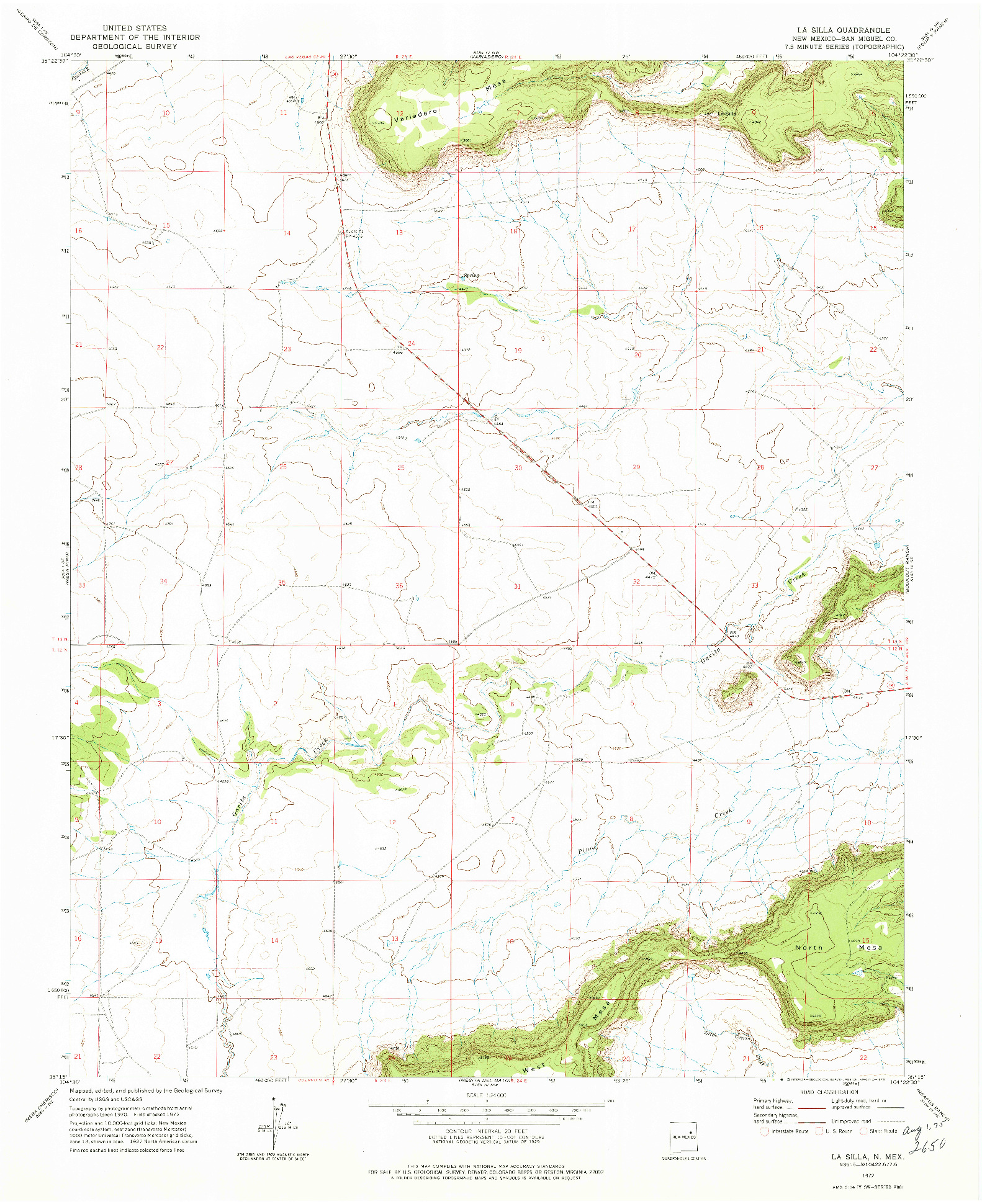 USGS 1:24000-SCALE QUADRANGLE FOR LA SILLA, NM 1972