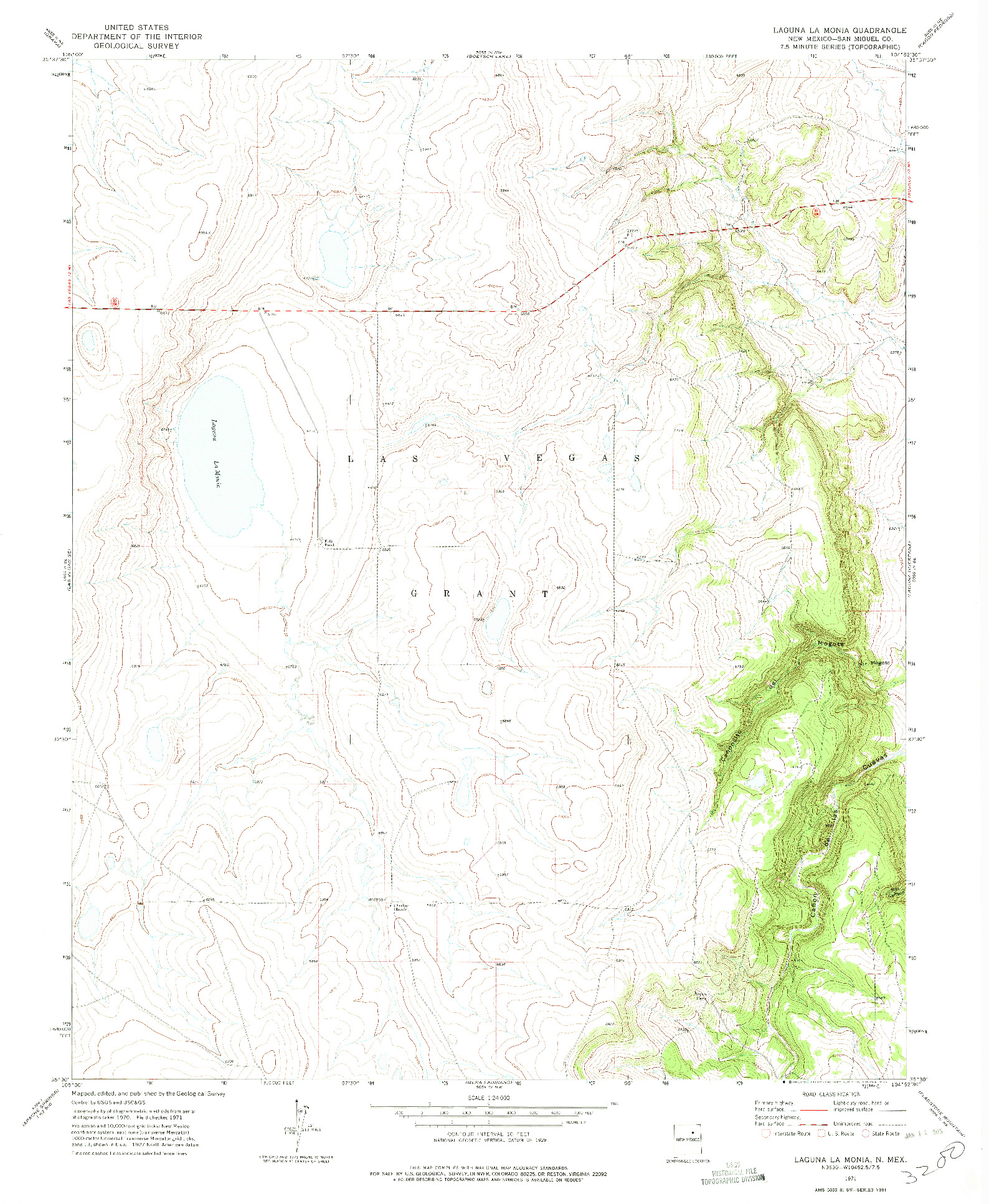 USGS 1:24000-SCALE QUADRANGLE FOR LAGUNA LA MONIA, NM 1971