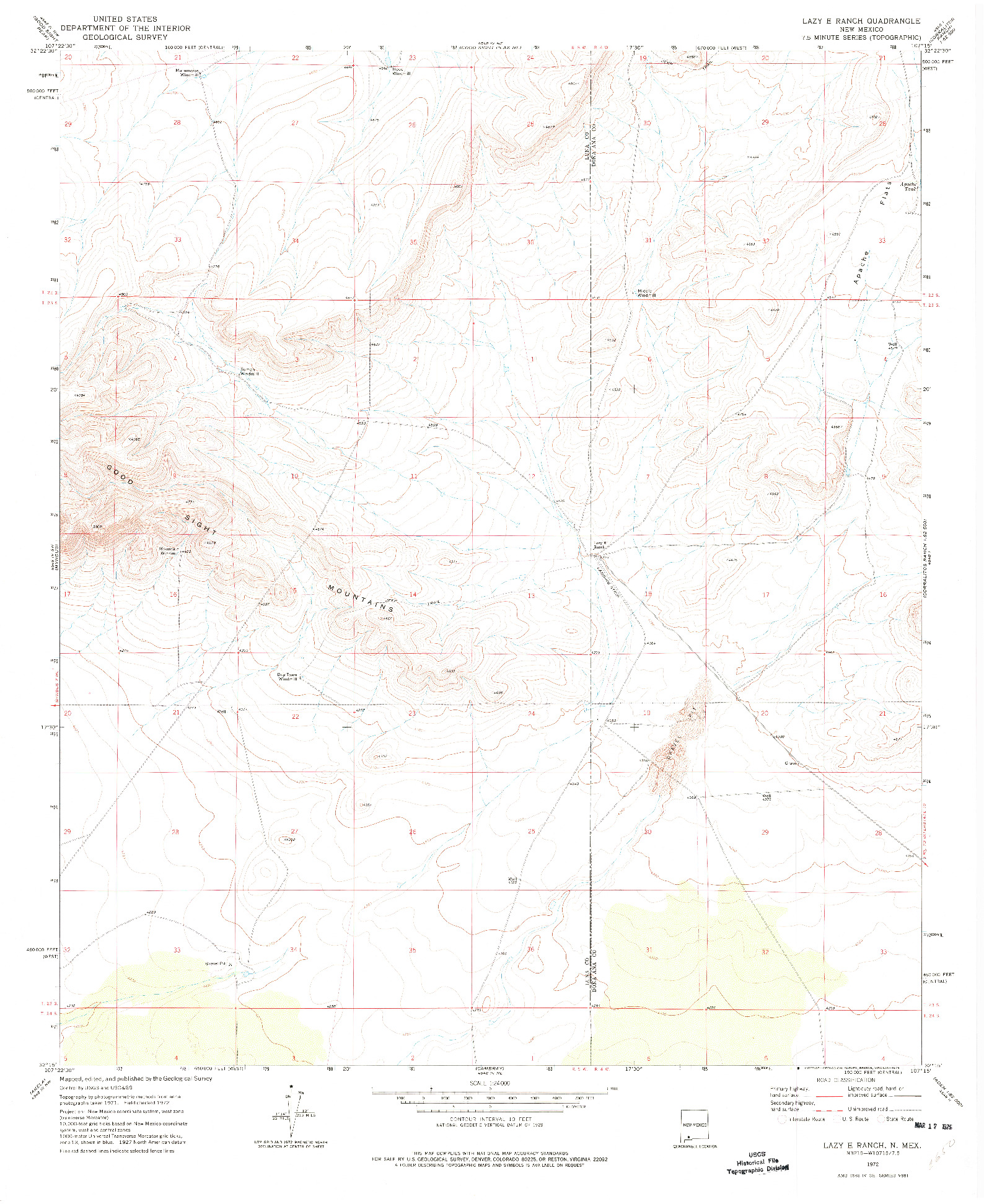 USGS 1:24000-SCALE QUADRANGLE FOR LAZY E RANCH, NM 1972