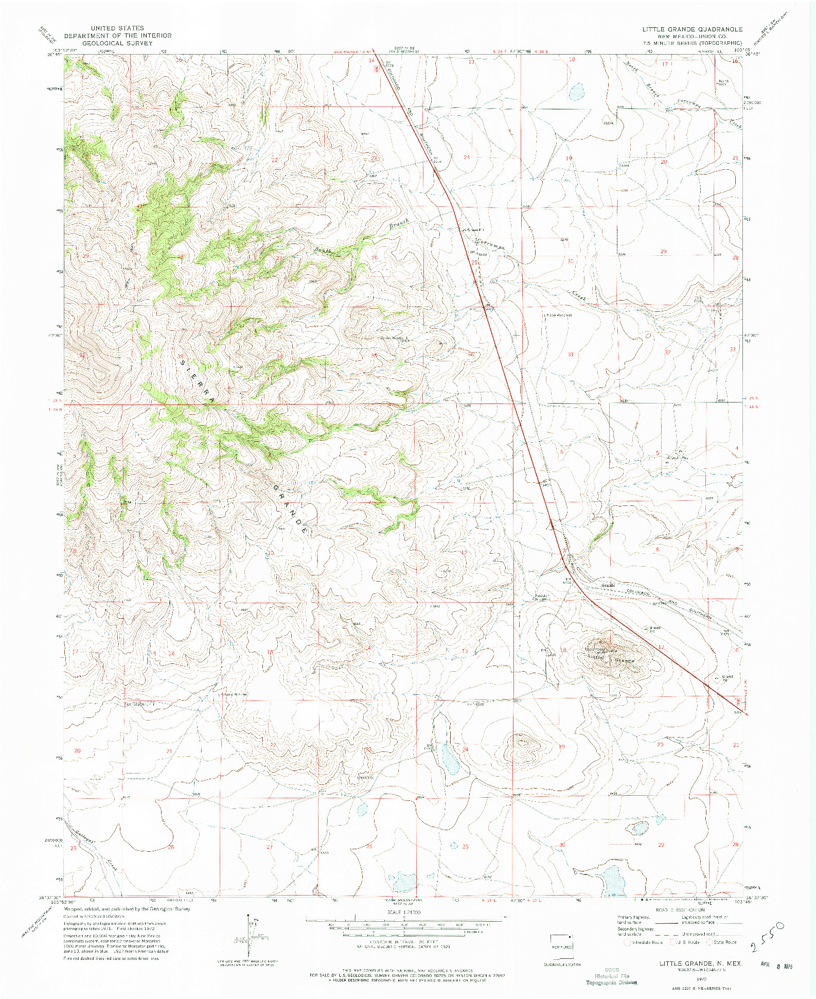 USGS 1:24000-SCALE QUADRANGLE FOR LITTLE GRANDE, NM 1972