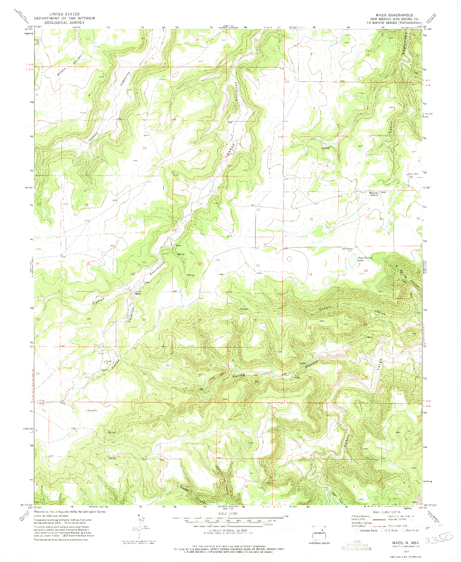 USGS 1:24000-SCALE QUADRANGLE FOR MAES, NM 1972
