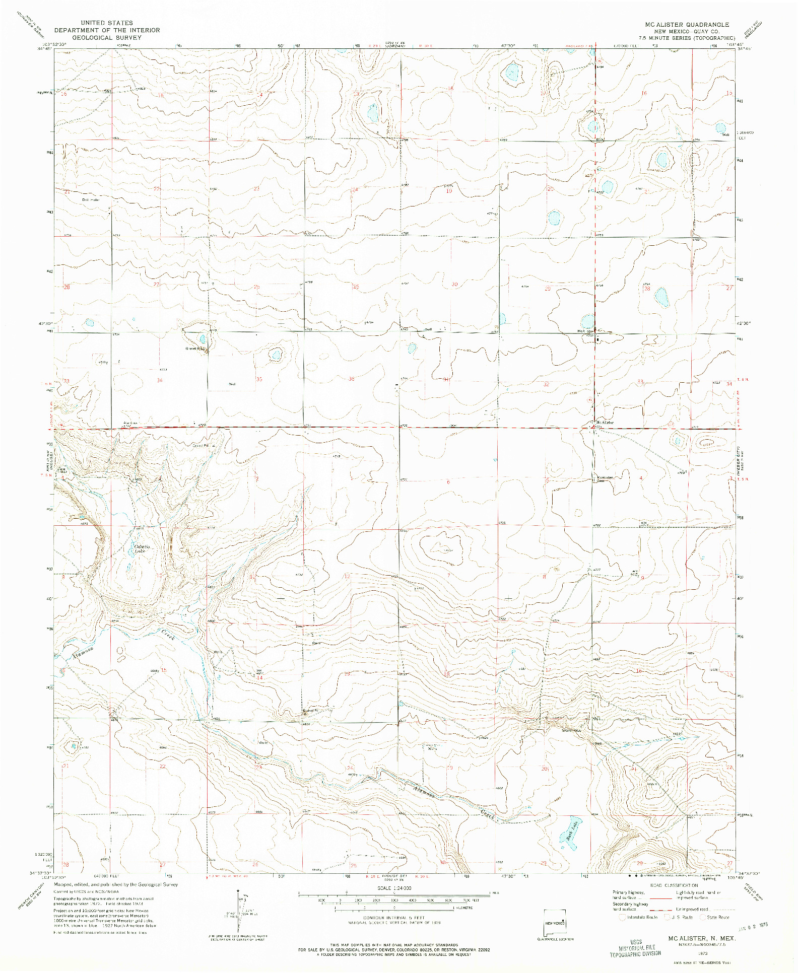 USGS 1:24000-SCALE QUADRANGLE FOR MC ALISTER, NM 1973