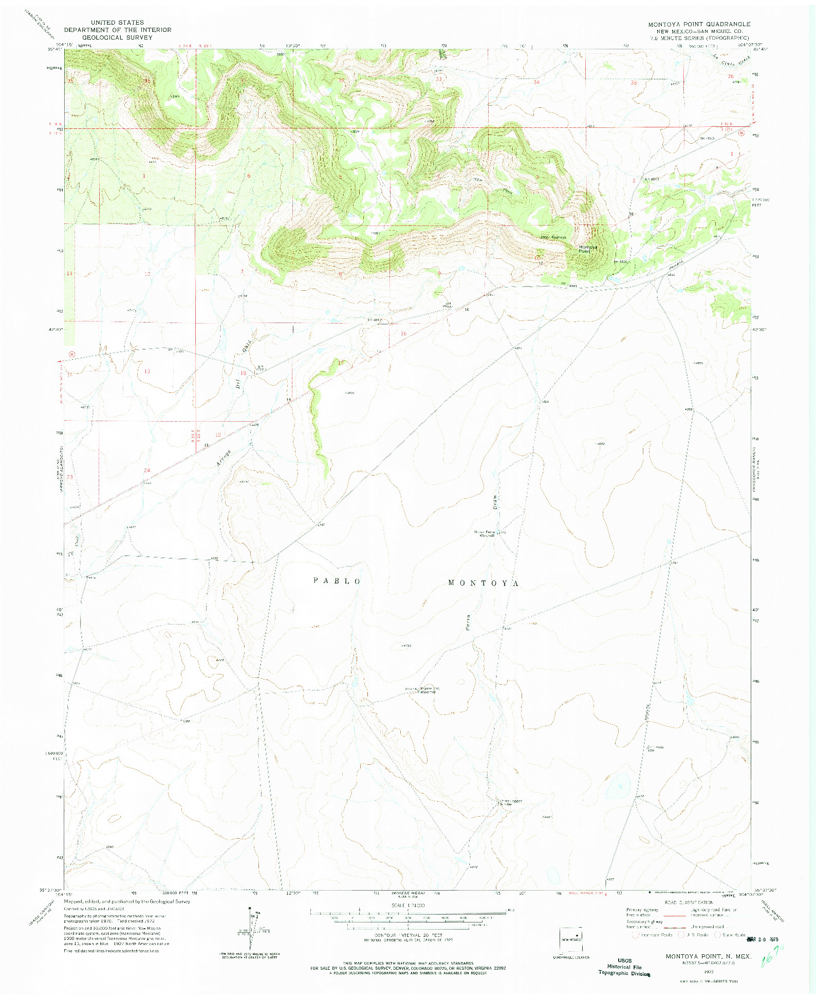 USGS 1:24000-SCALE QUADRANGLE FOR MONTOYA POINT, NM 1972