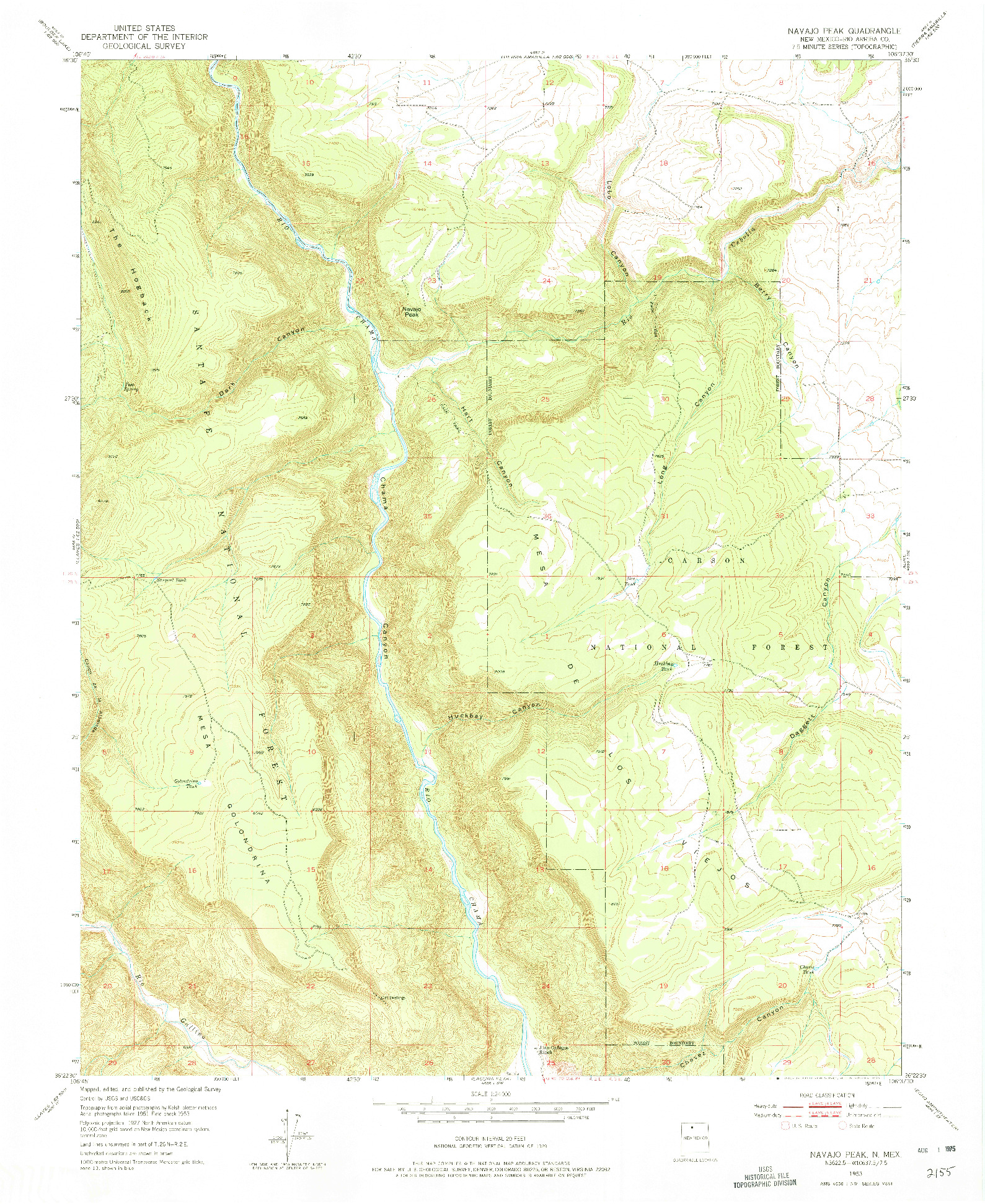 USGS 1:24000-SCALE QUADRANGLE FOR NAVAJO PEAK, NM 1953