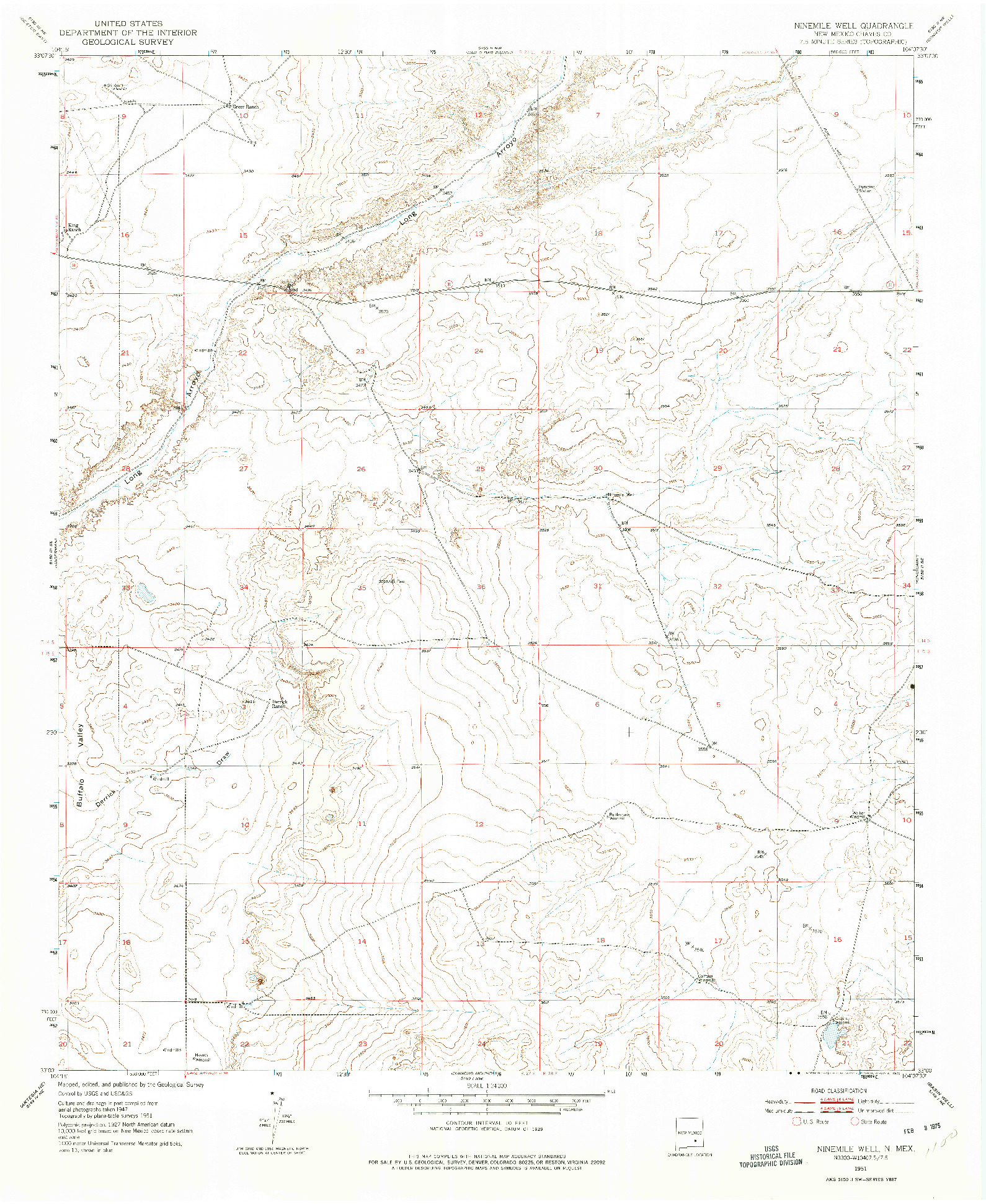 USGS 1:24000-SCALE QUADRANGLE FOR NINEMILE WELL, NM 1951